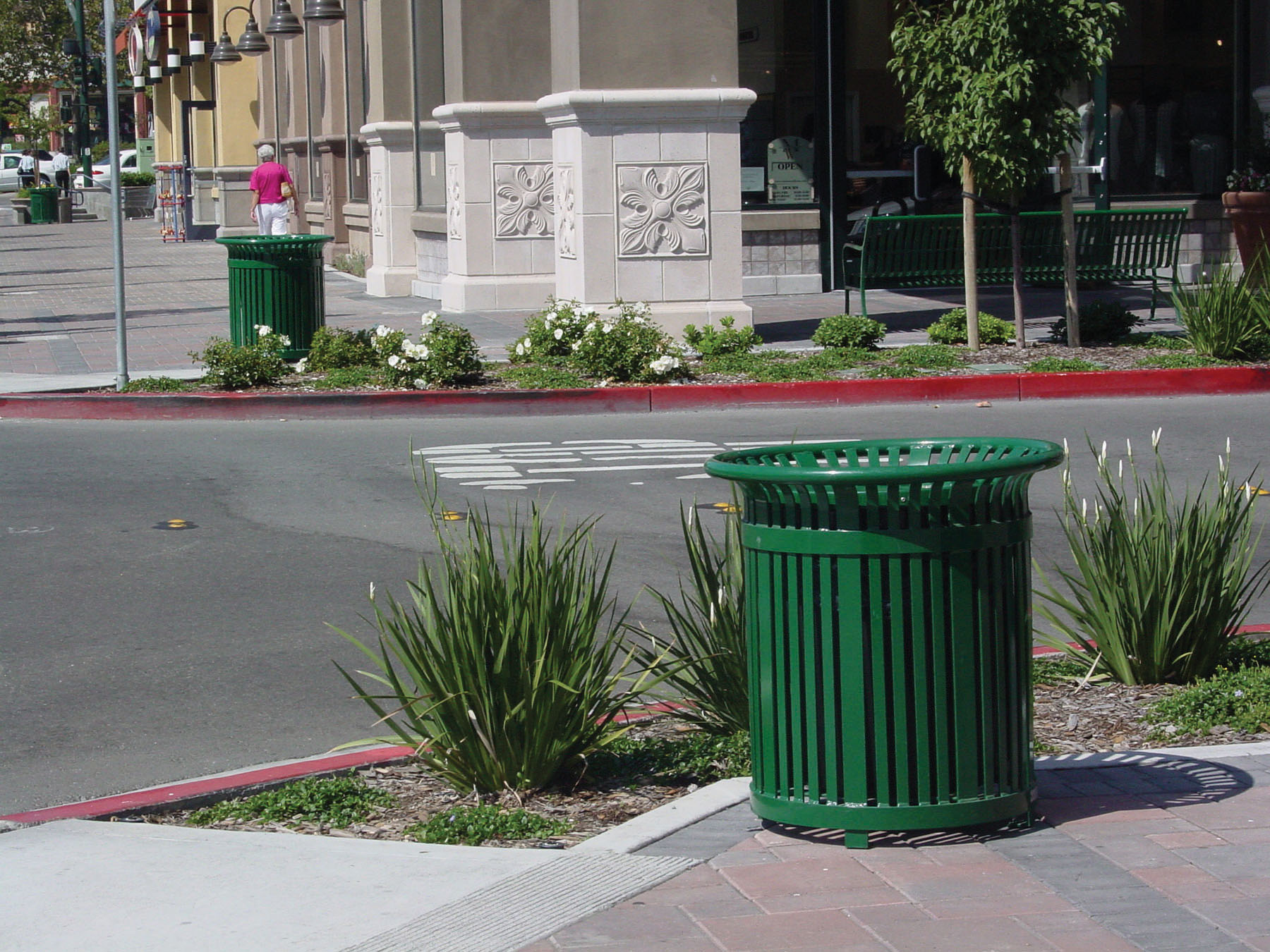 Midtown Litter Receptacle 32Gal Evergreen Municipal Streetscape