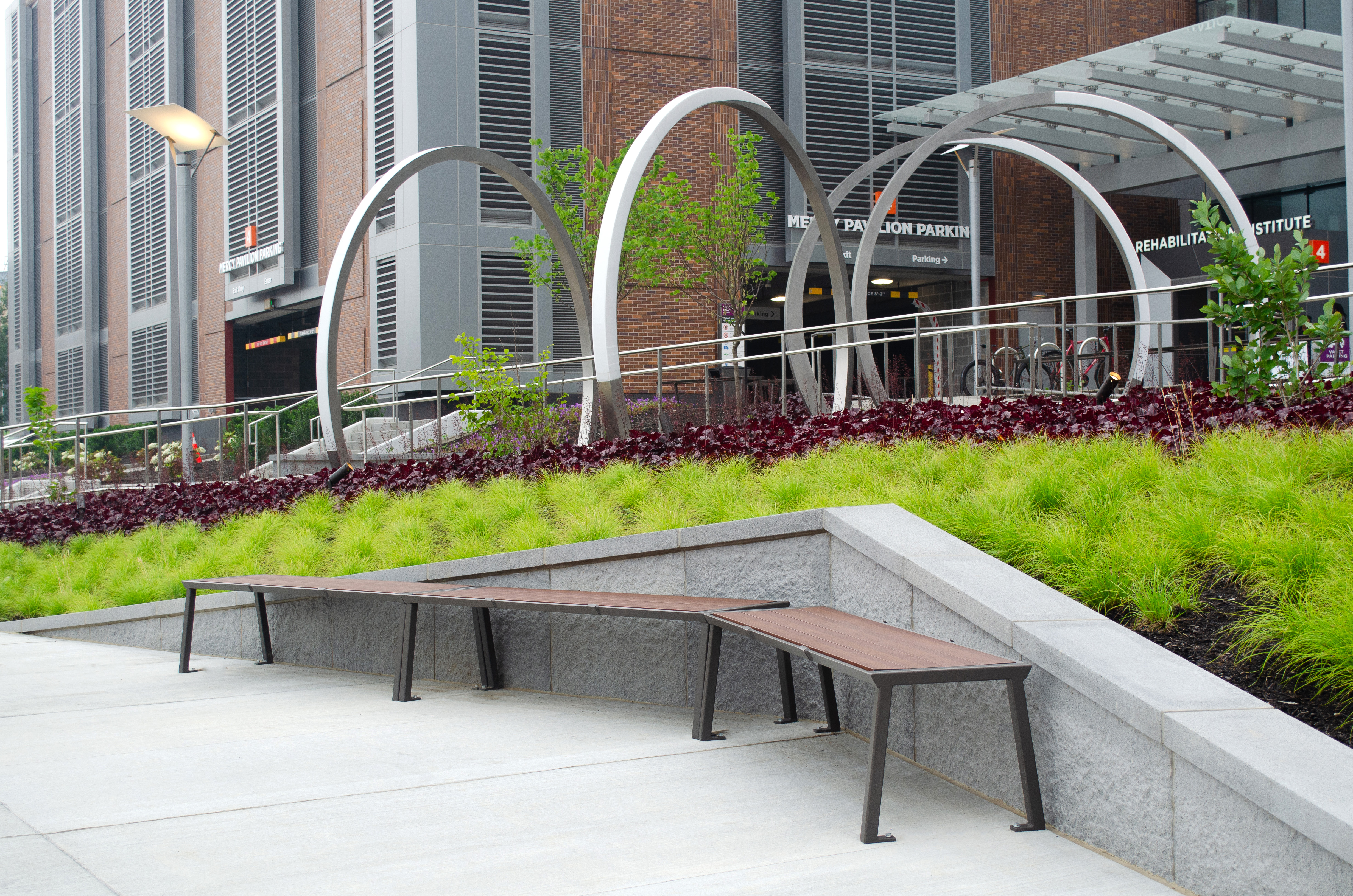 Enzo Bench Without Back 6Ft Bronze Woodgrainaluminum Cherryflame Healthcare Hospital Pittsburghpa