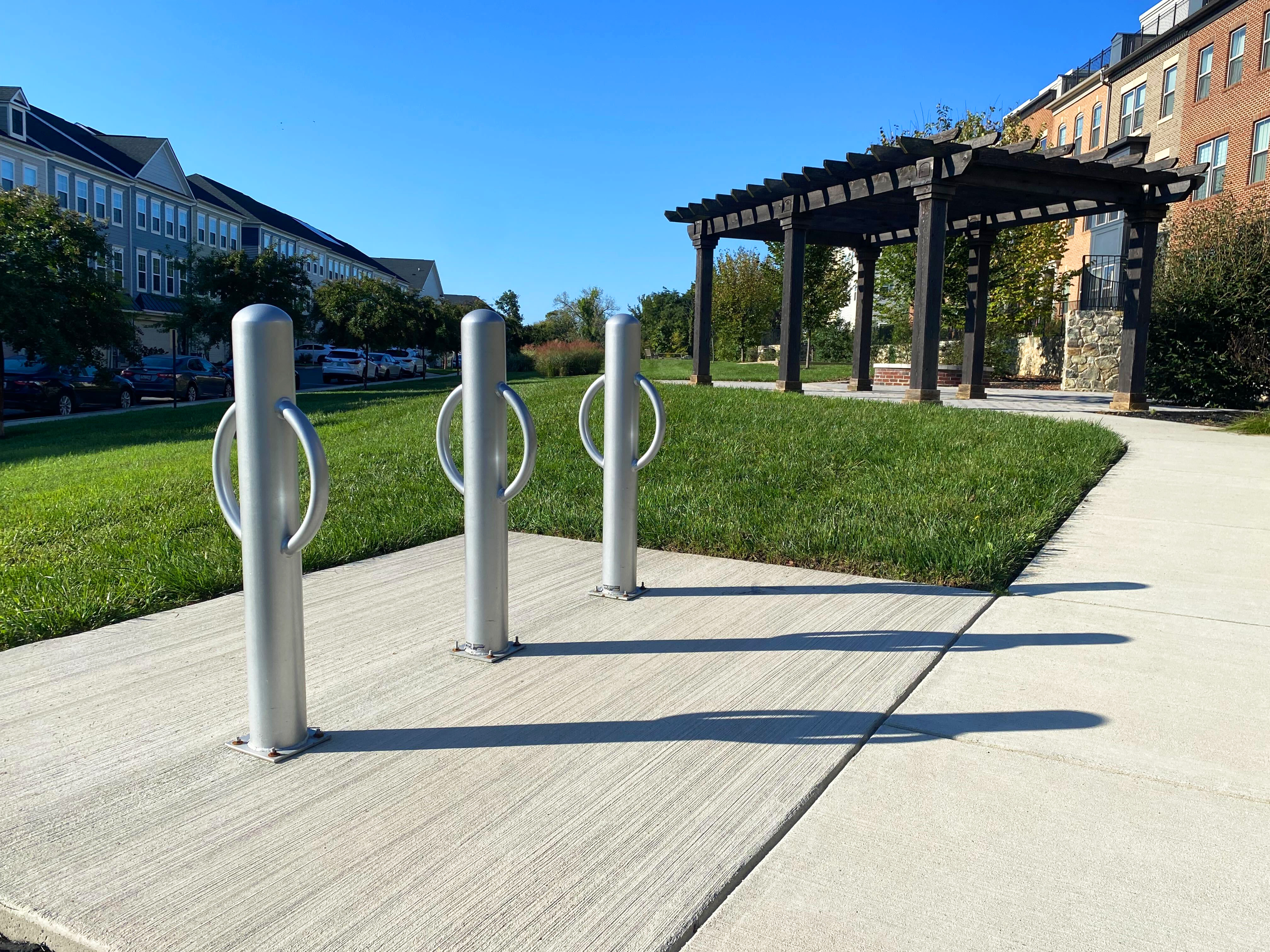 Feature Grove Bollards Two Bike Loops Baseplate Sparklesilver Residential Apartments Rockvillemd