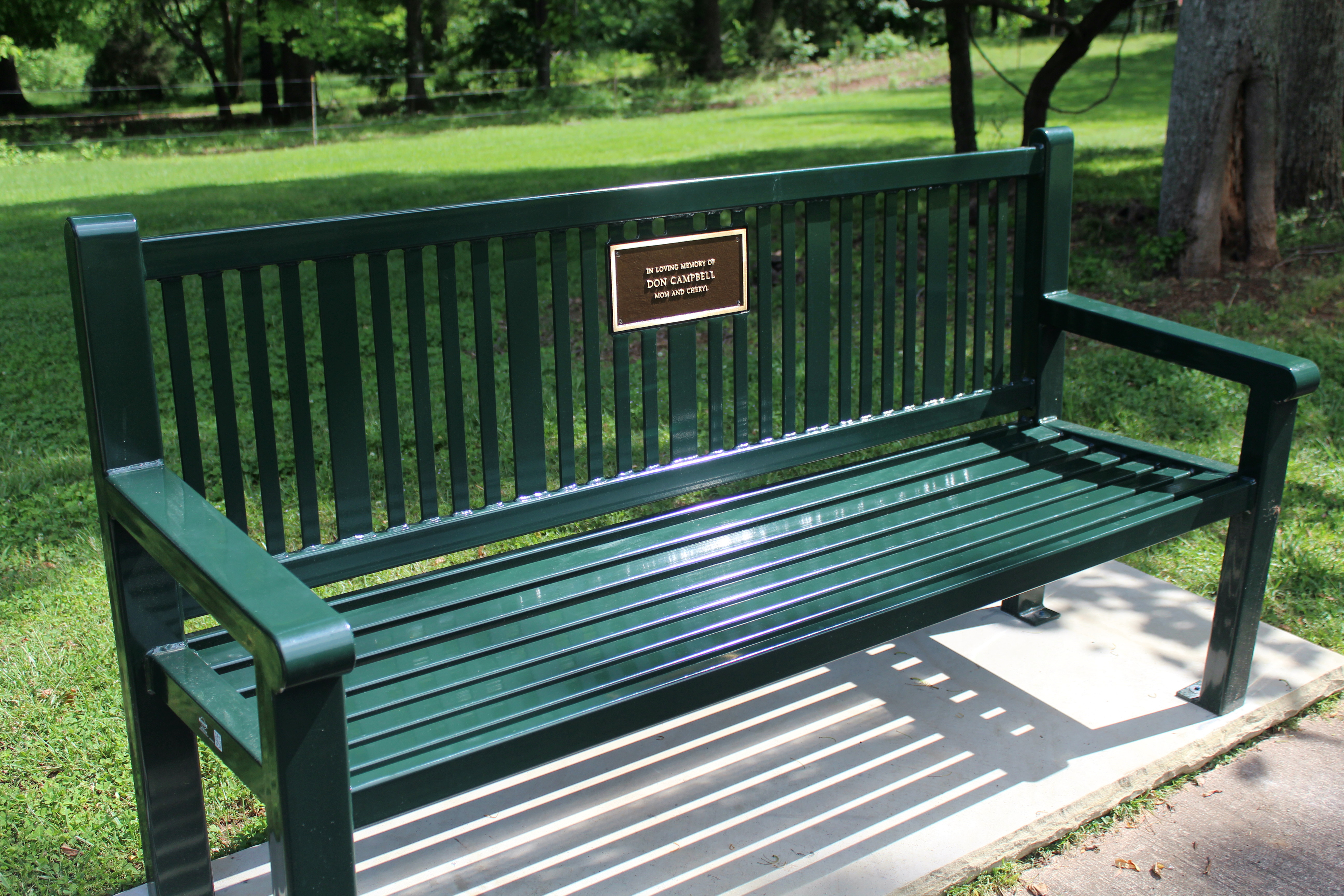Reading Bench With Back 6Ft Plaque Hunter Green Memorial Park