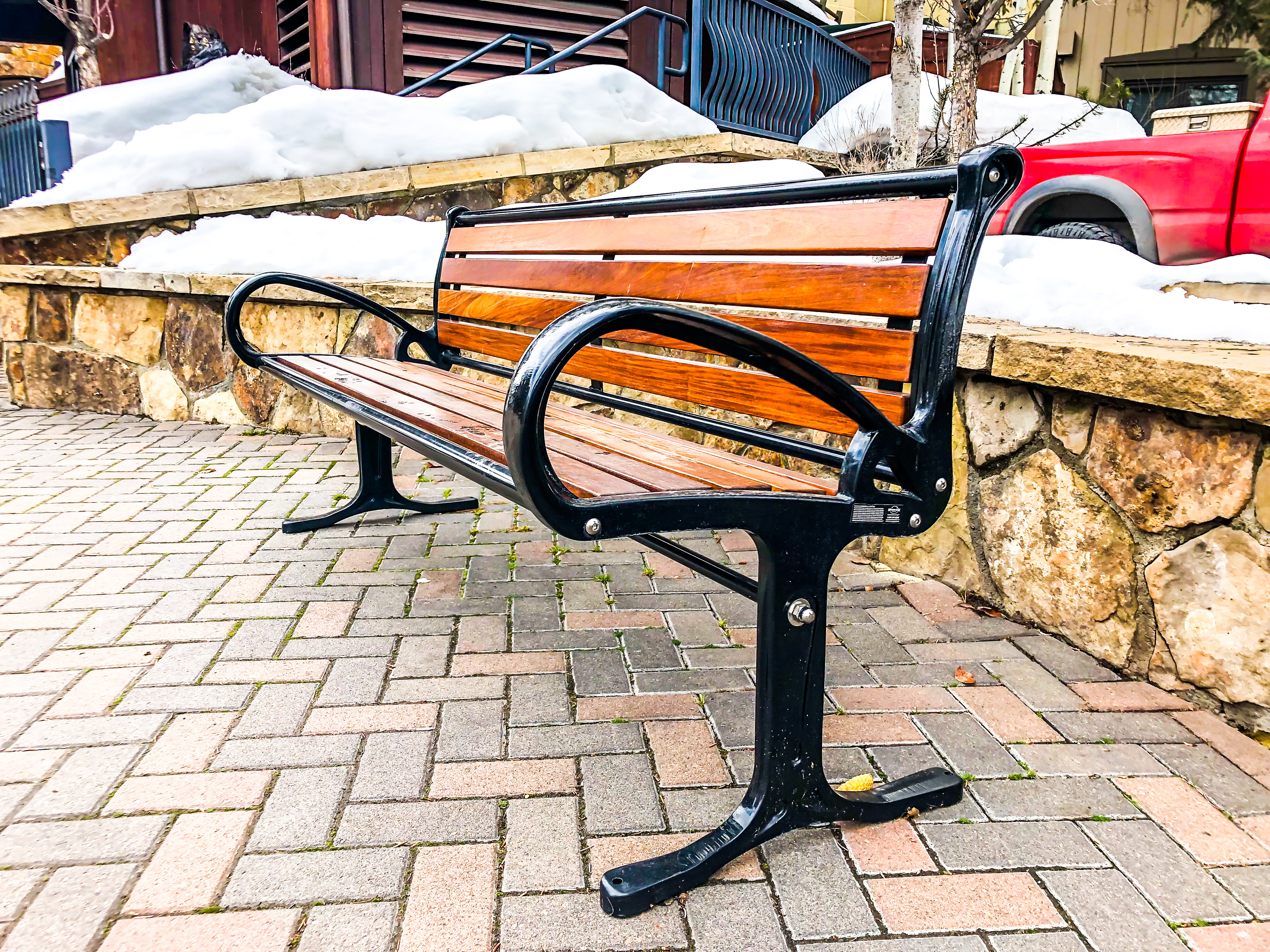 Robinson Bench With Back 6Ft Glossblack Ipe Hospitality Skiresort Vailco