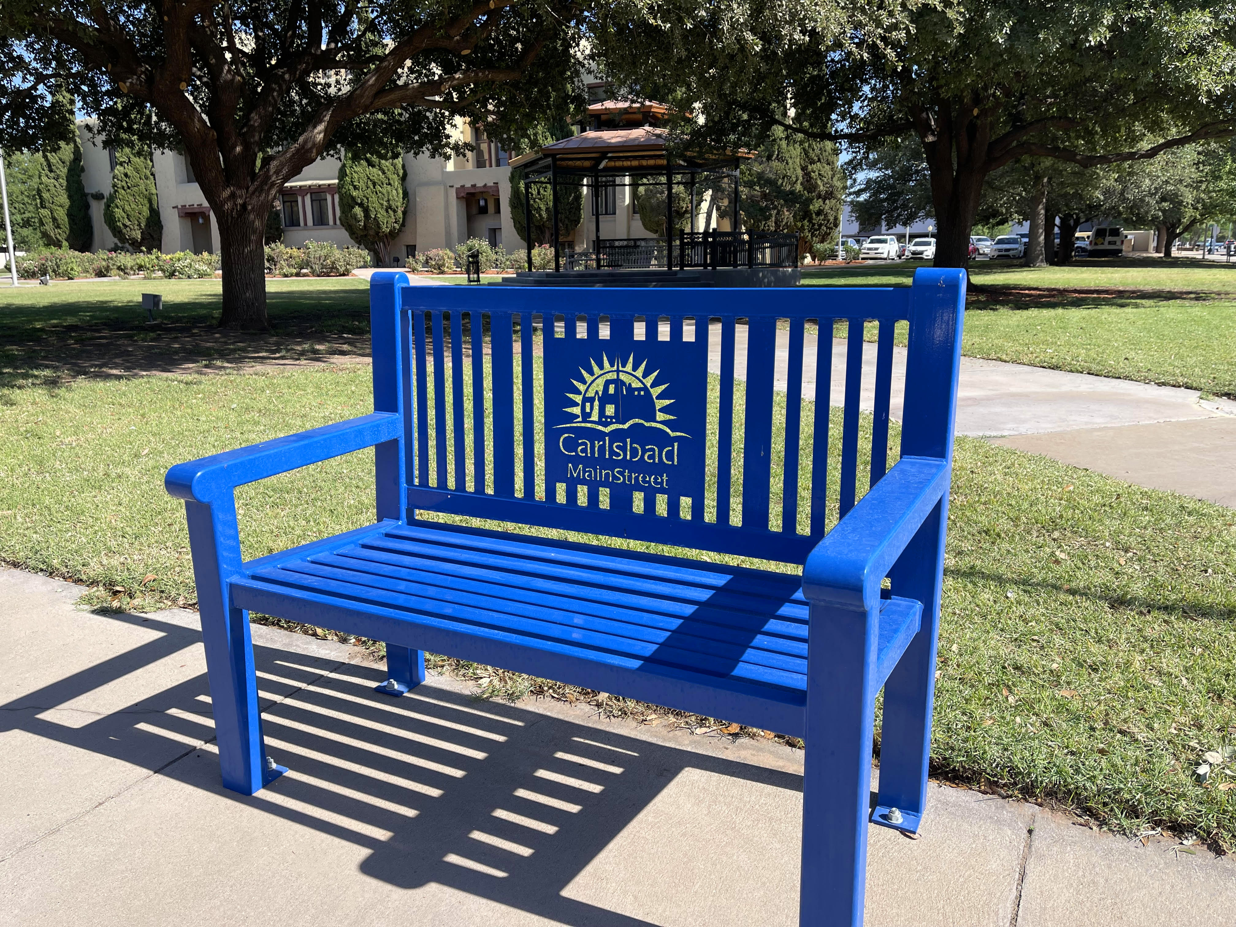 Reading 4Ft Bench With Back Nantucketblue Lasercut Logo City