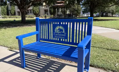 Reading 4Ft Bench With Back Nantucketblue Lasercut Logo City
