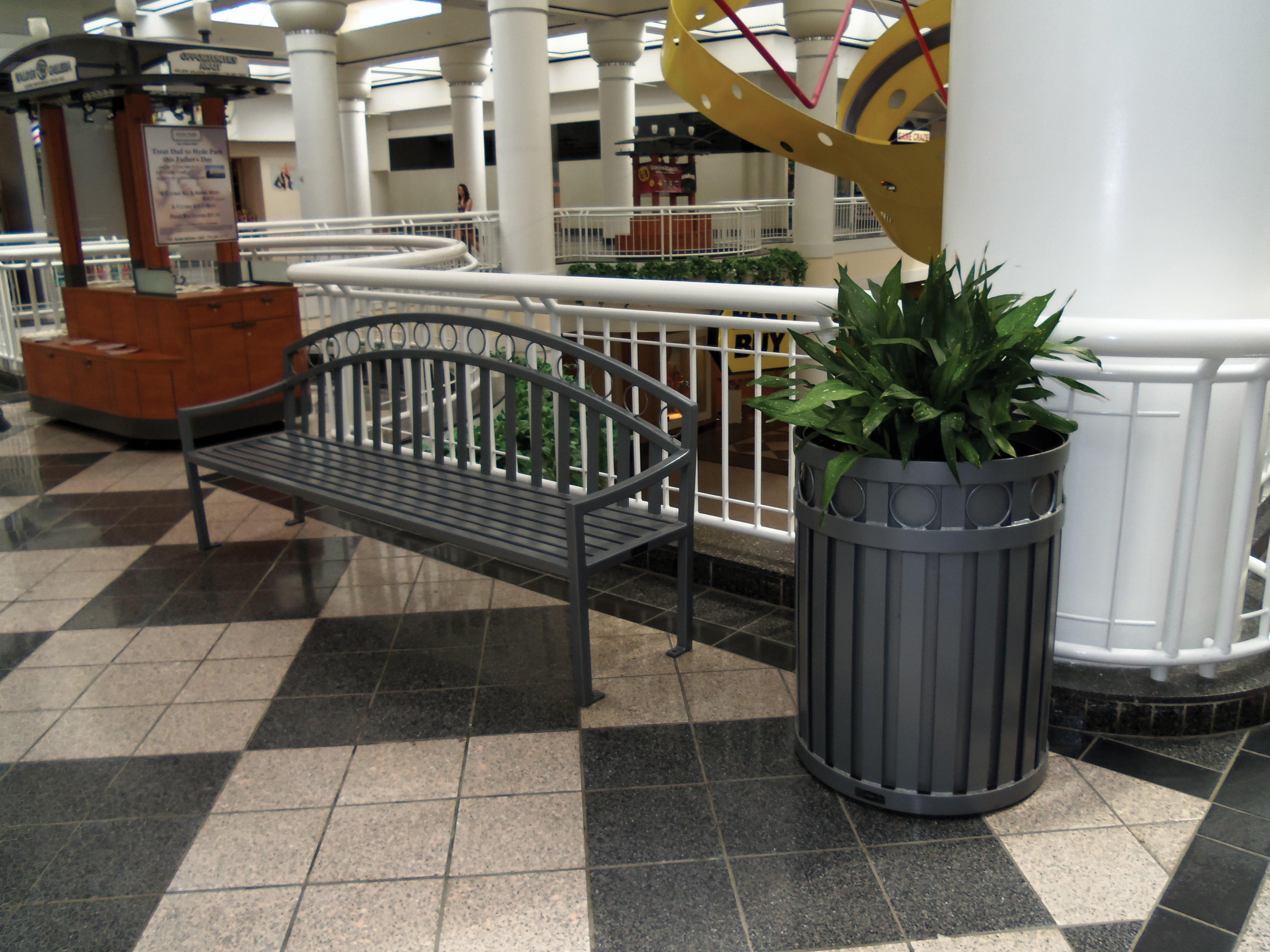 Atlanta Bench With Back 6Ft Atlanta Planter 32Gal Chromite Retail Mall