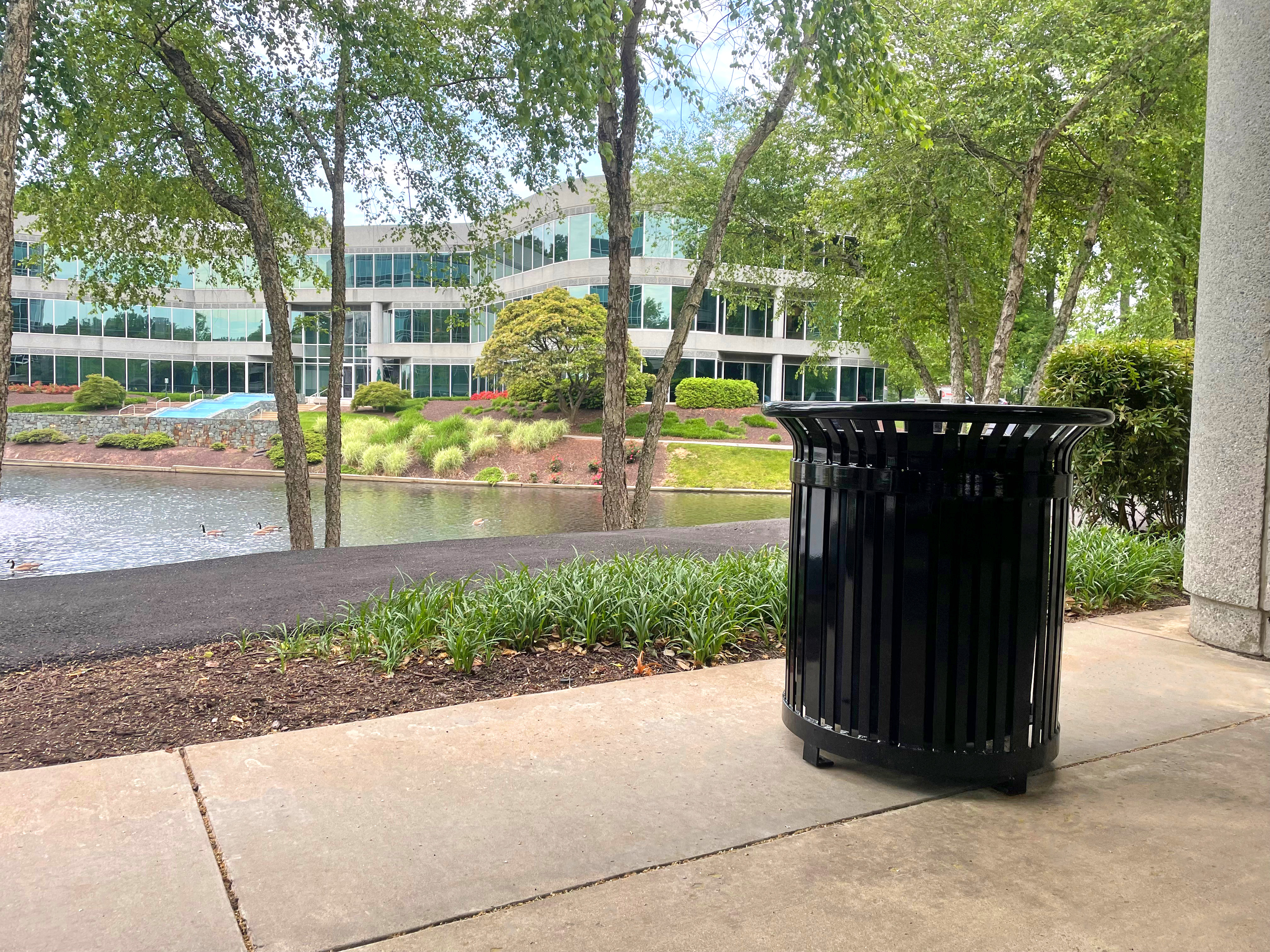 Midtown Litter Receptacle 32Gal Glossblack Corporate Officecomplex Richmondva