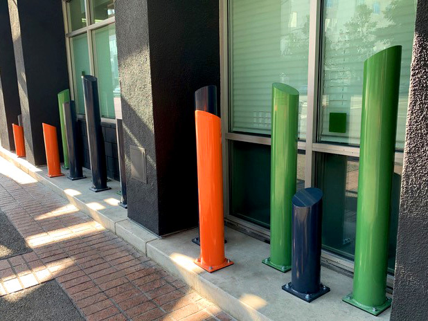 Harbor Angled Bollard Baseplate Custom Height Custom Colors Municipal Streetscape Sandiegoca