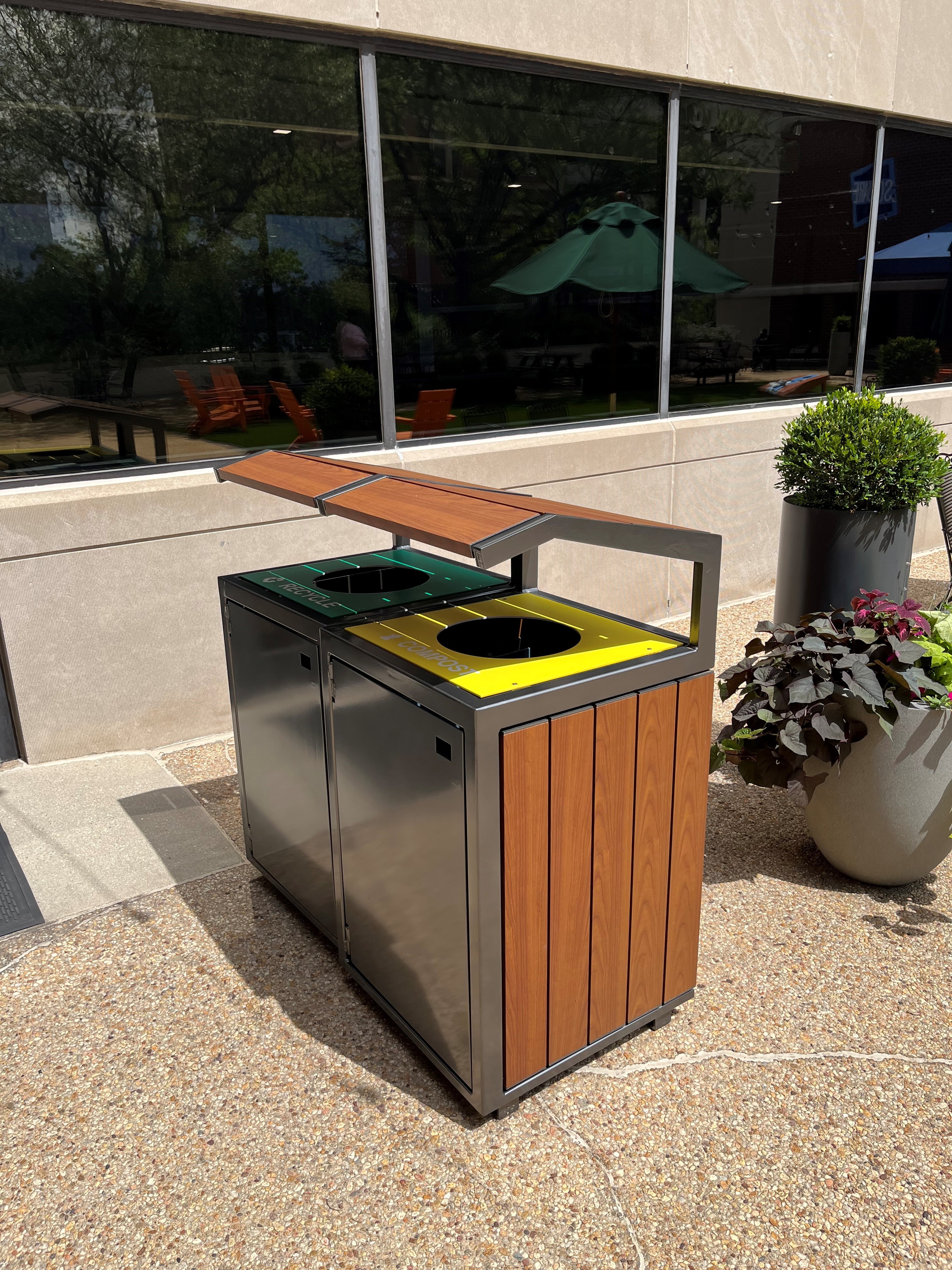 Creekview Litter Receptacle 32Gal Chromite Woodgrainaluminum Cherryflame Education University Baltimoremd
