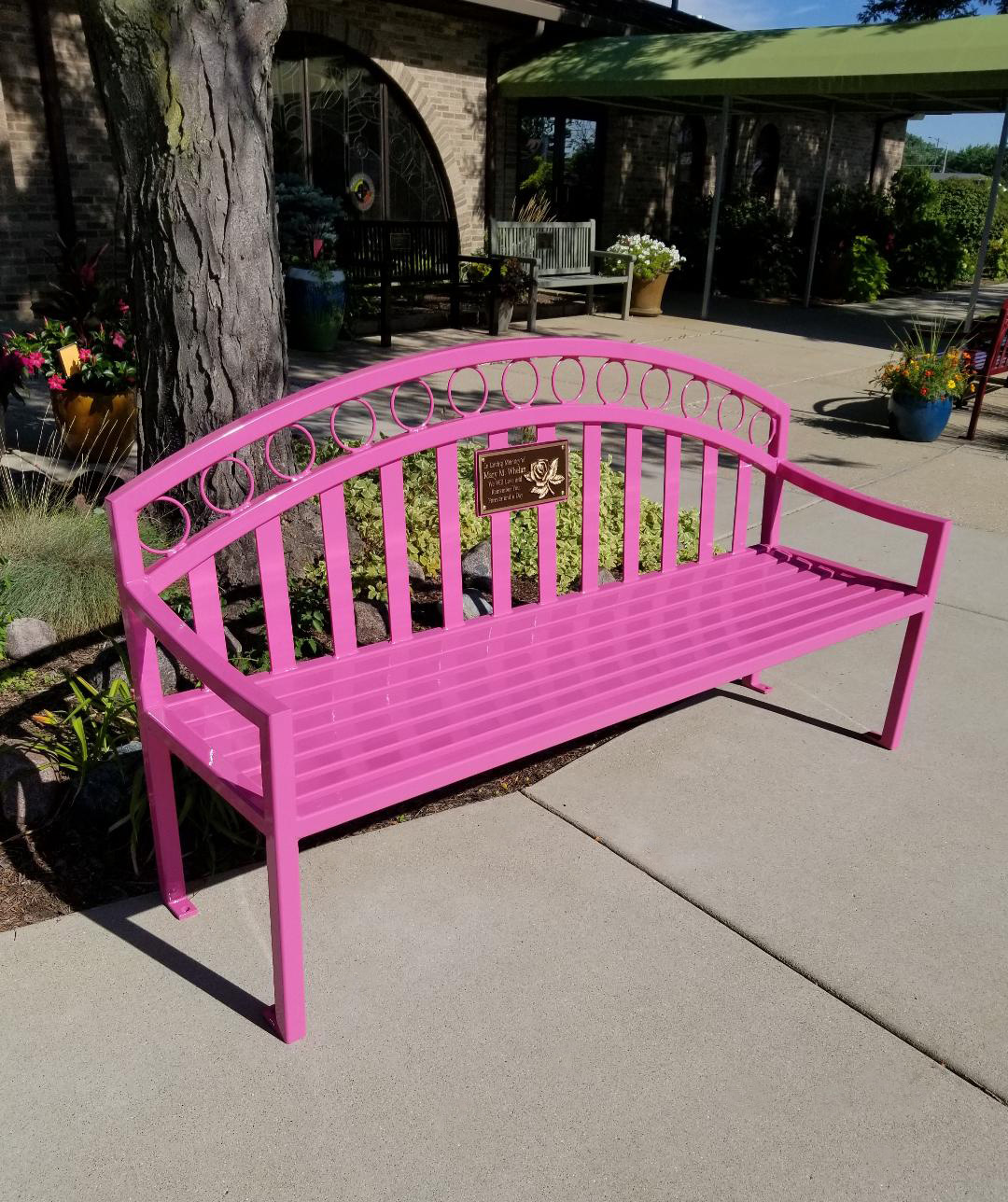 Atlanta Bench With Back 6Ft Custompink Plaque Memorial Bench Church Dyerin