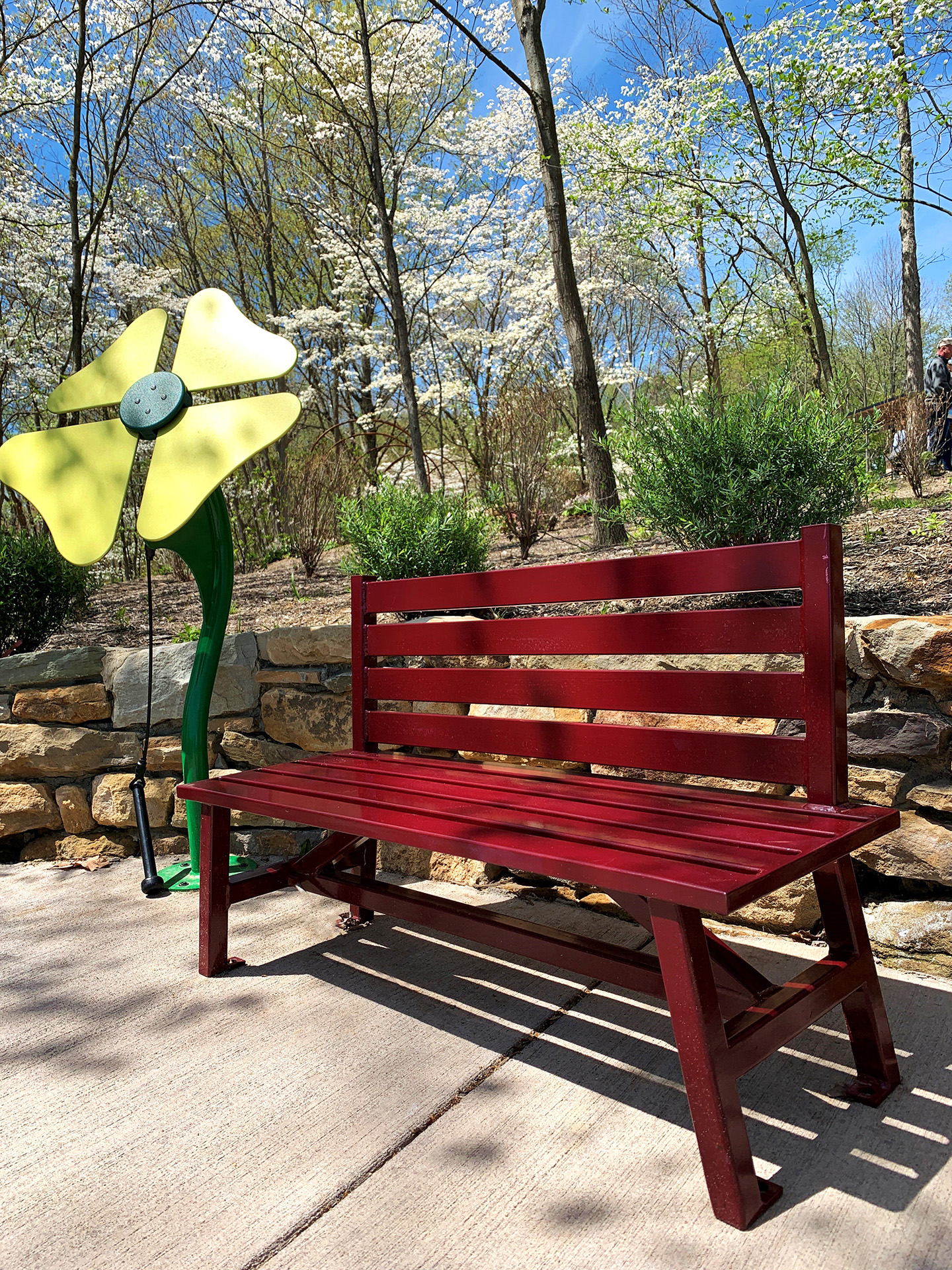 Feature Childrens Breakwater Bench With Back Burgundy Botanicgarden Pittsburghpa