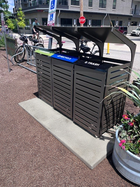 Carson Litter Receptacle 32Gal Charcoal Trash Recycle Compost Municipal Streetscape Indianapolisin
