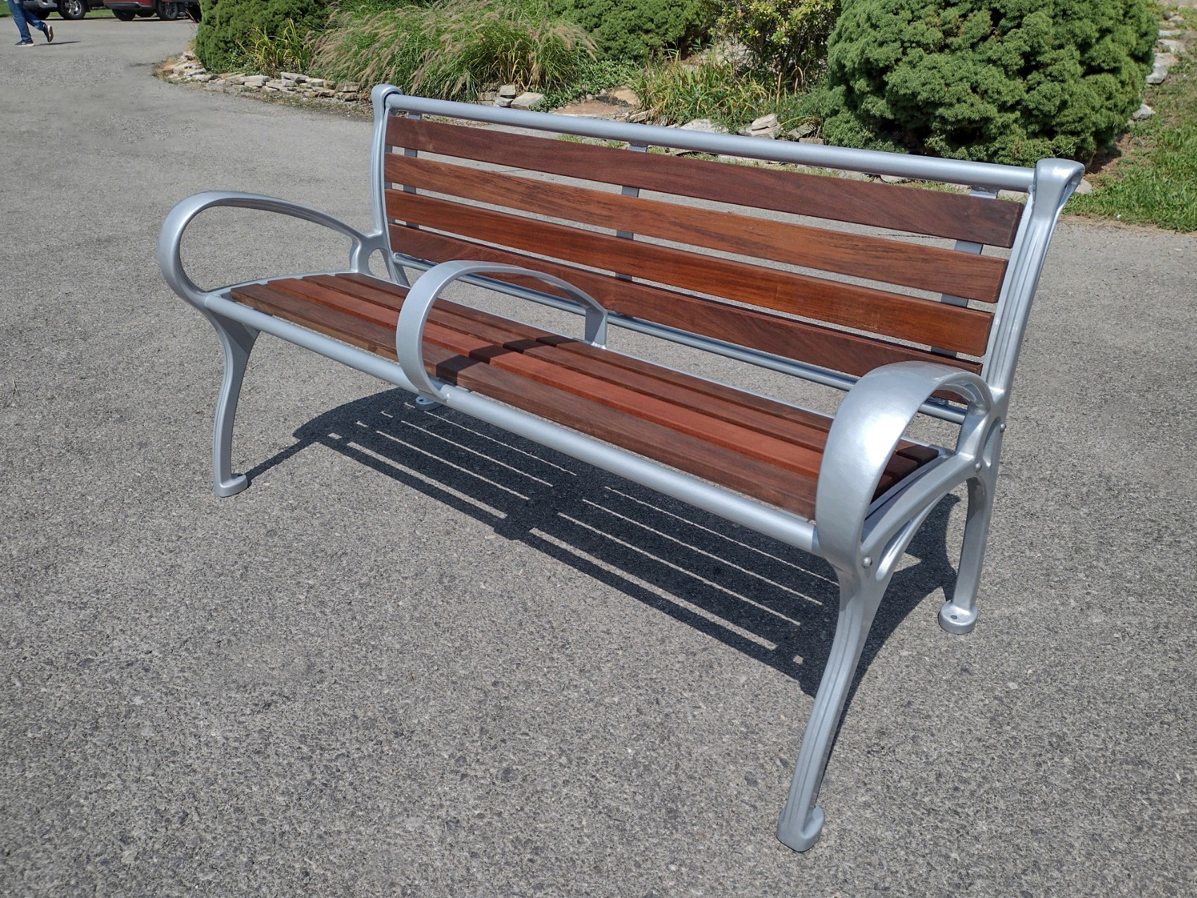 Schenley Bench With Back Centerarm 6Ft Sparklesilver Ipe