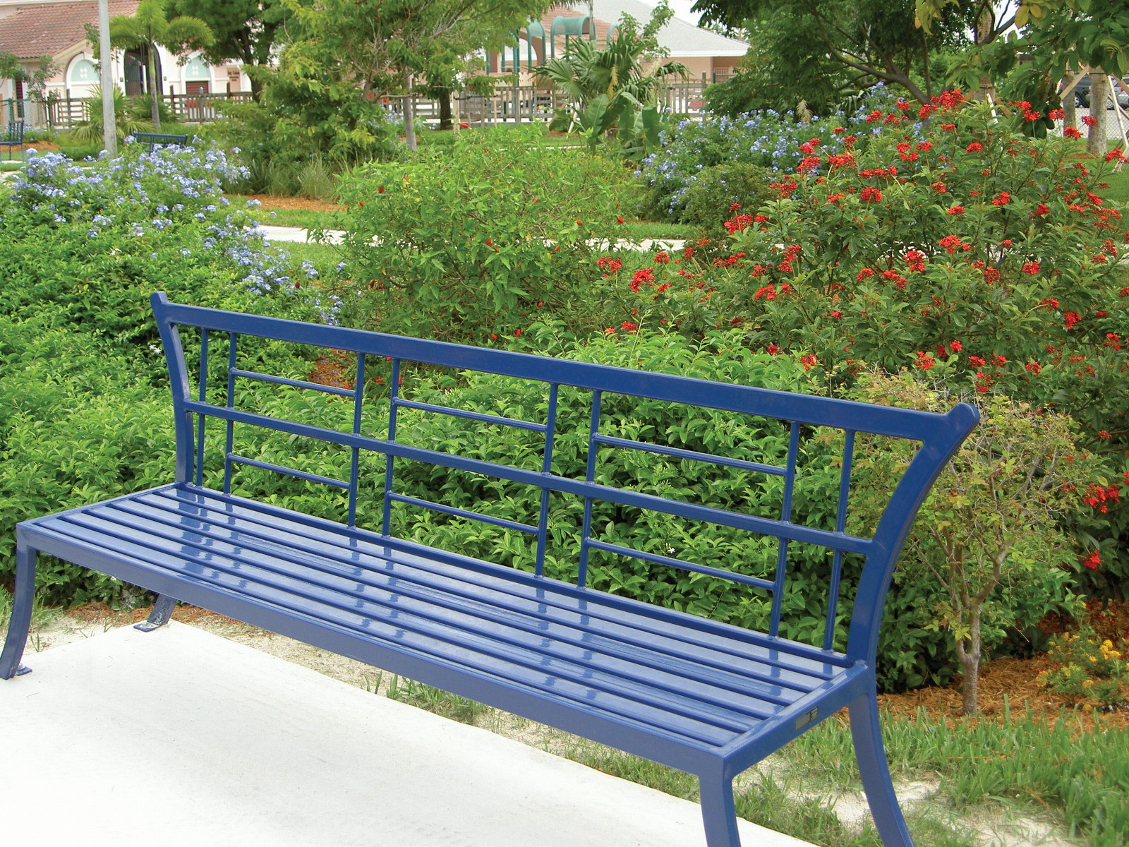 Tei Bench With Back 6Ft Nantucketblue Municipal Park Bocaratonfl
