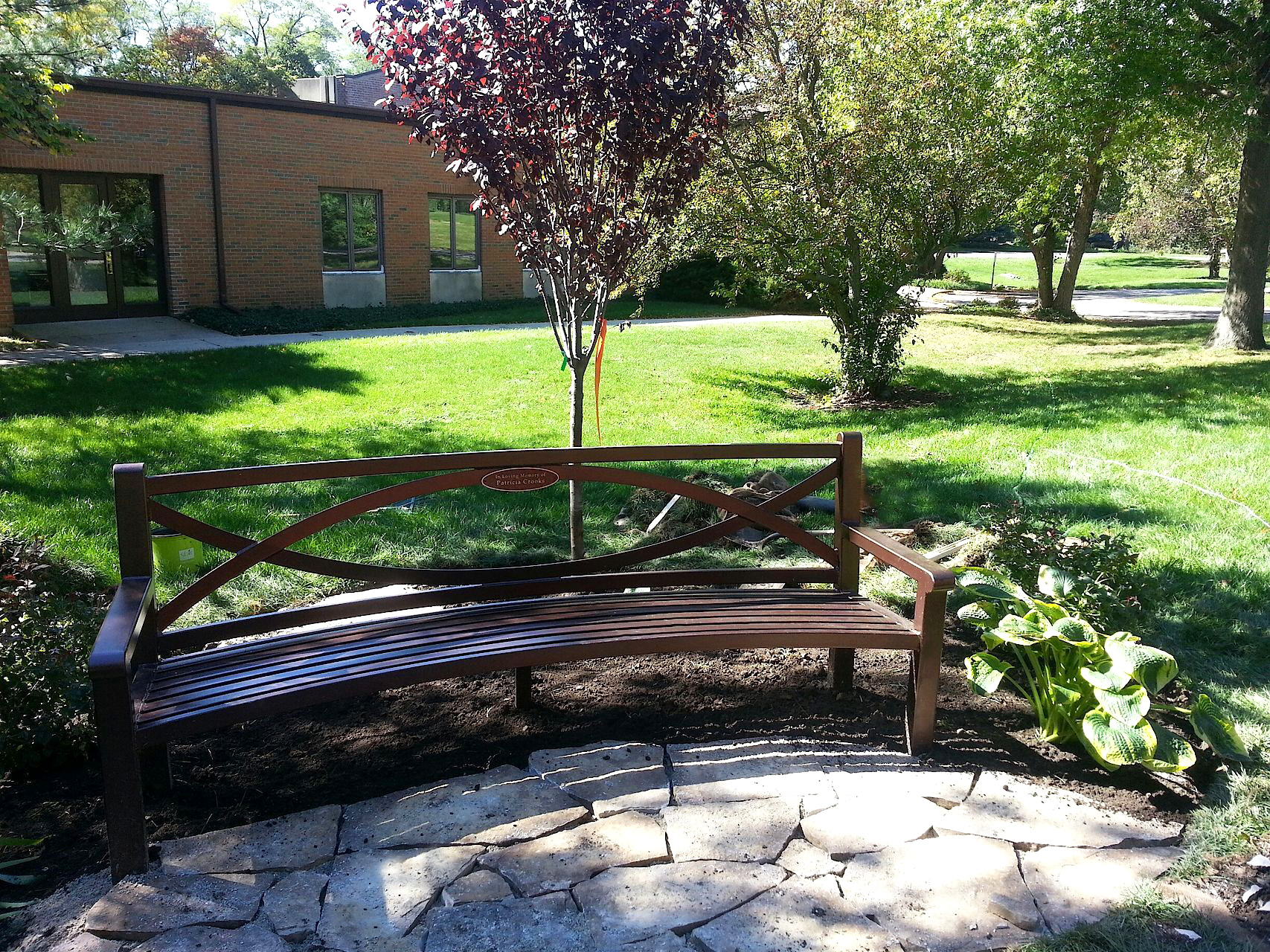 Yuma Curved Bench With Back 8Ft Coppervein Customplaque Church Wheatonil