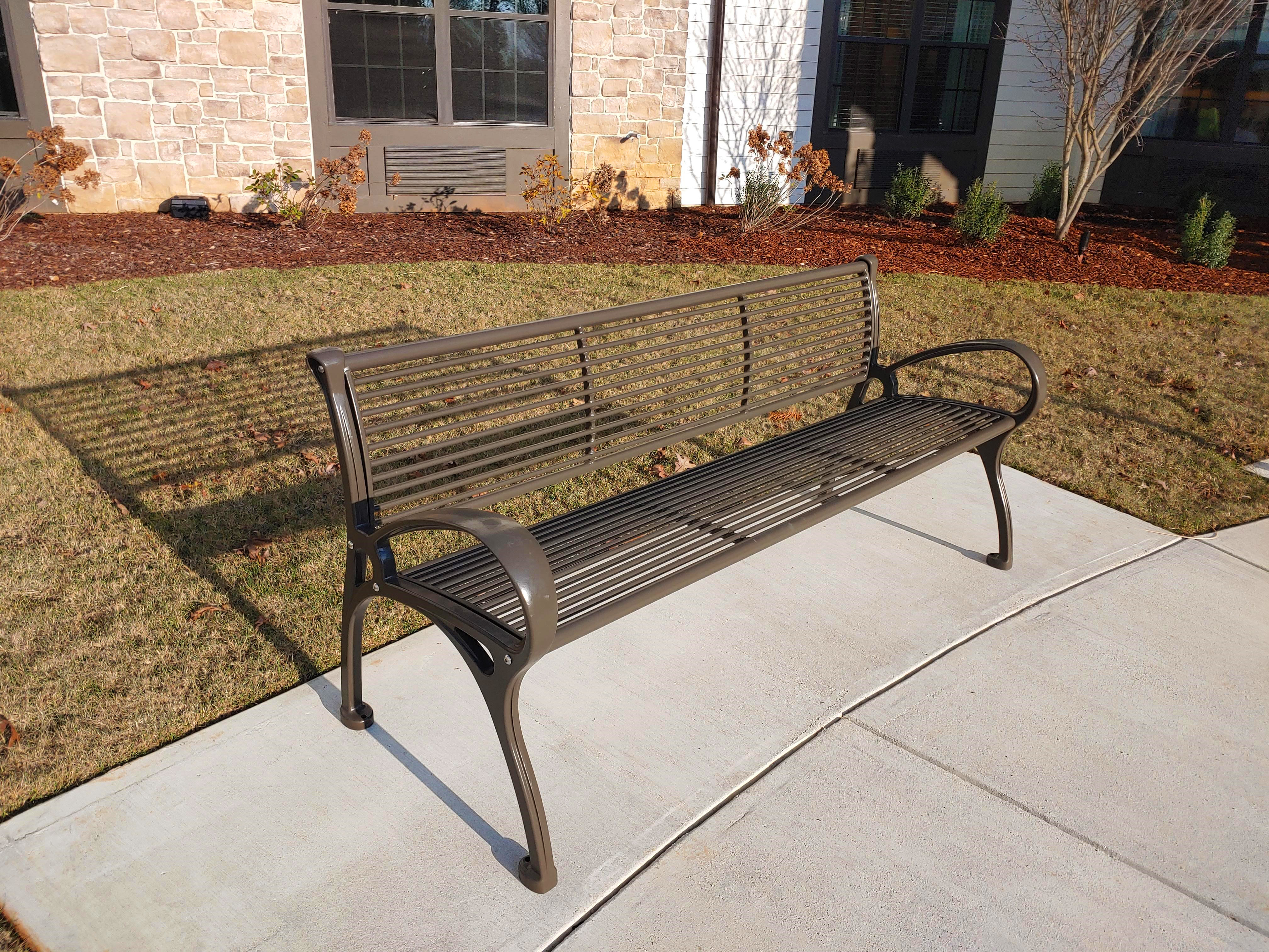 Schenley Bench With Back Rods 6Ft Bronze Residential Flemingfarmsal