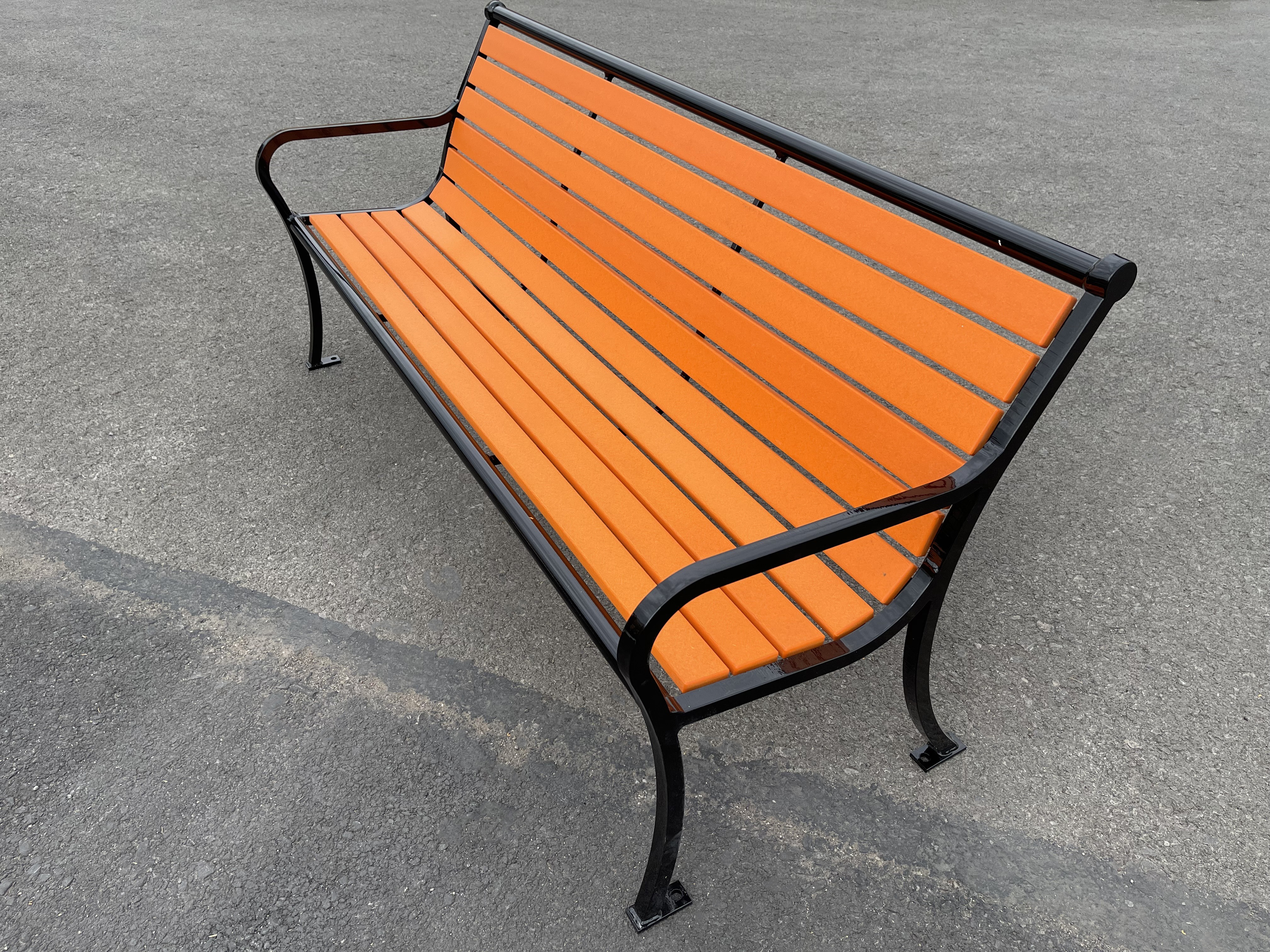 Bessemer 6Ft Bench With Back Orange Recycledplastic