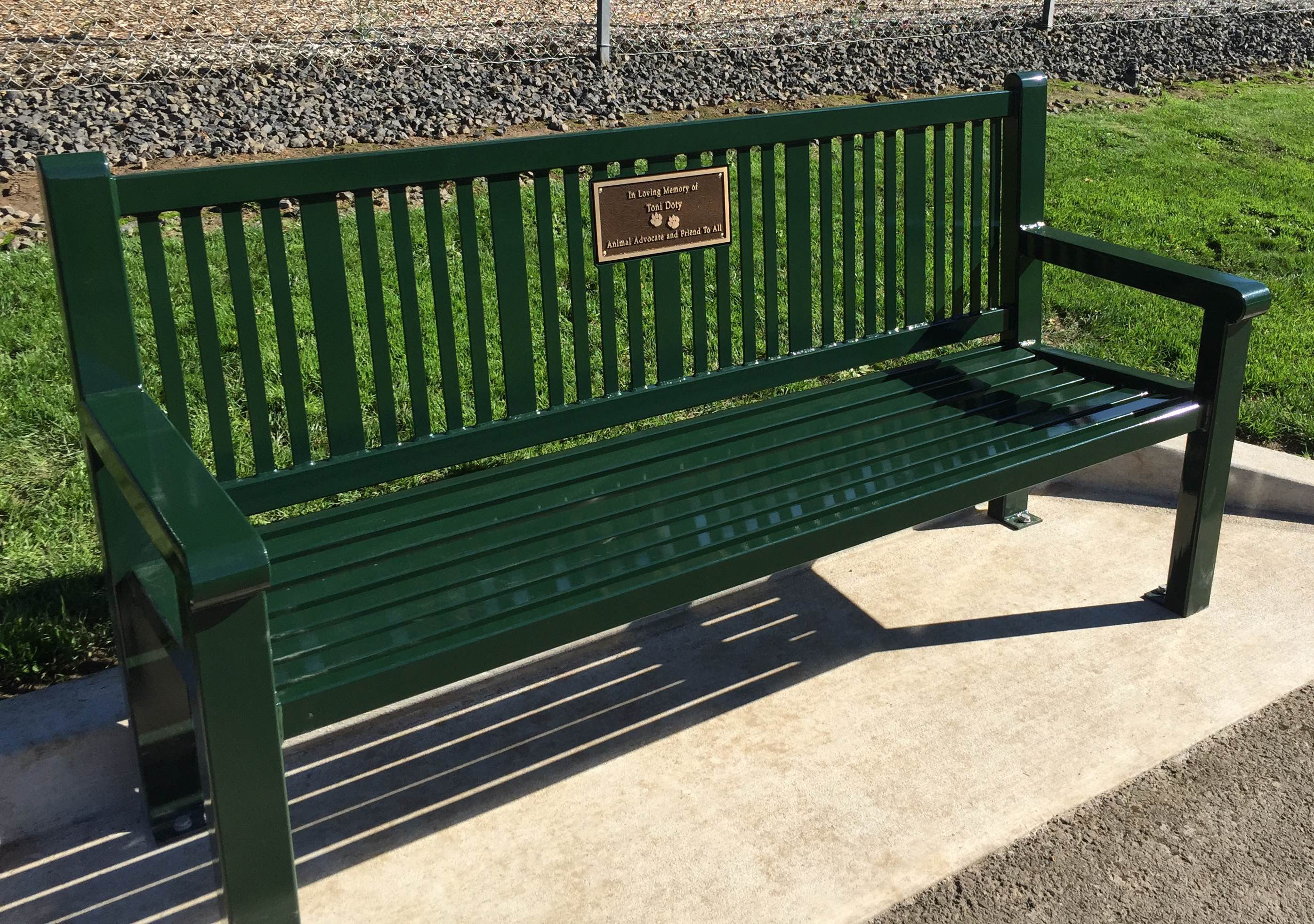 Reading Bench With Back 6Ft Plaque Hunter Green Memorial Park2 (2)