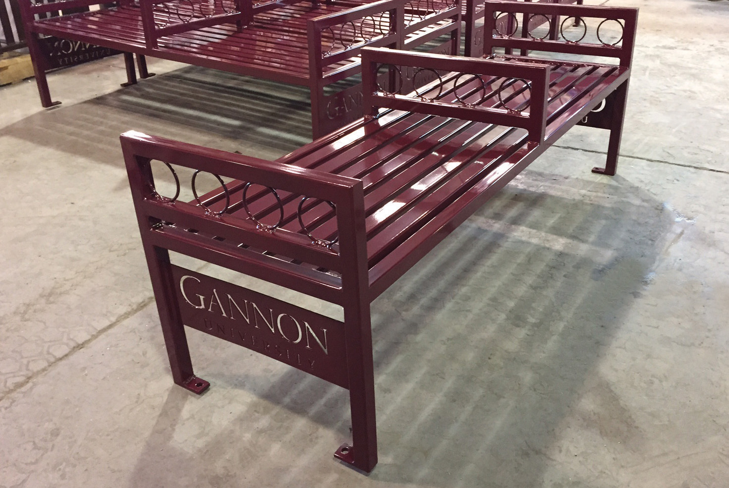 Atlanta Bench Without Back 6Ft Centerarm Burgundy Lasercut Education
