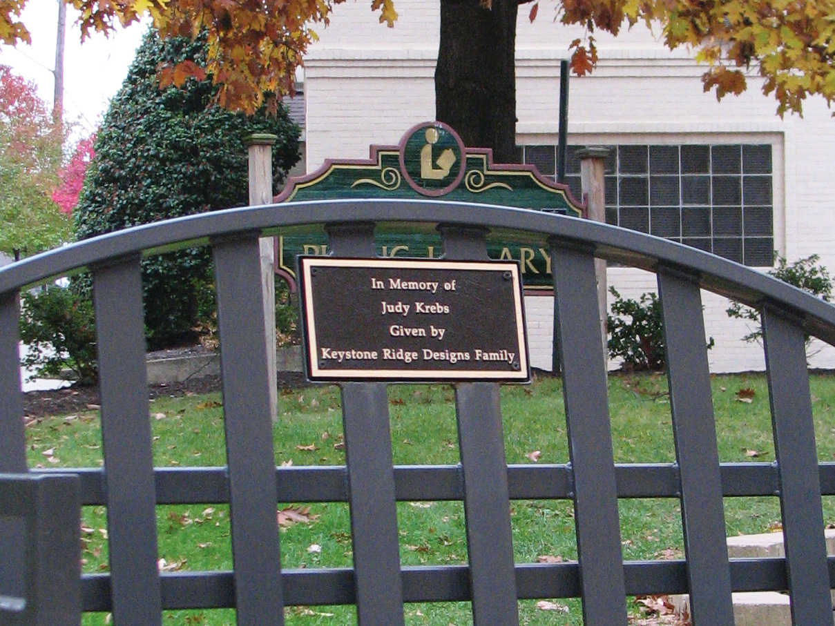 Mcconnell Bench With Back 4Ft Plaque Bronze Library