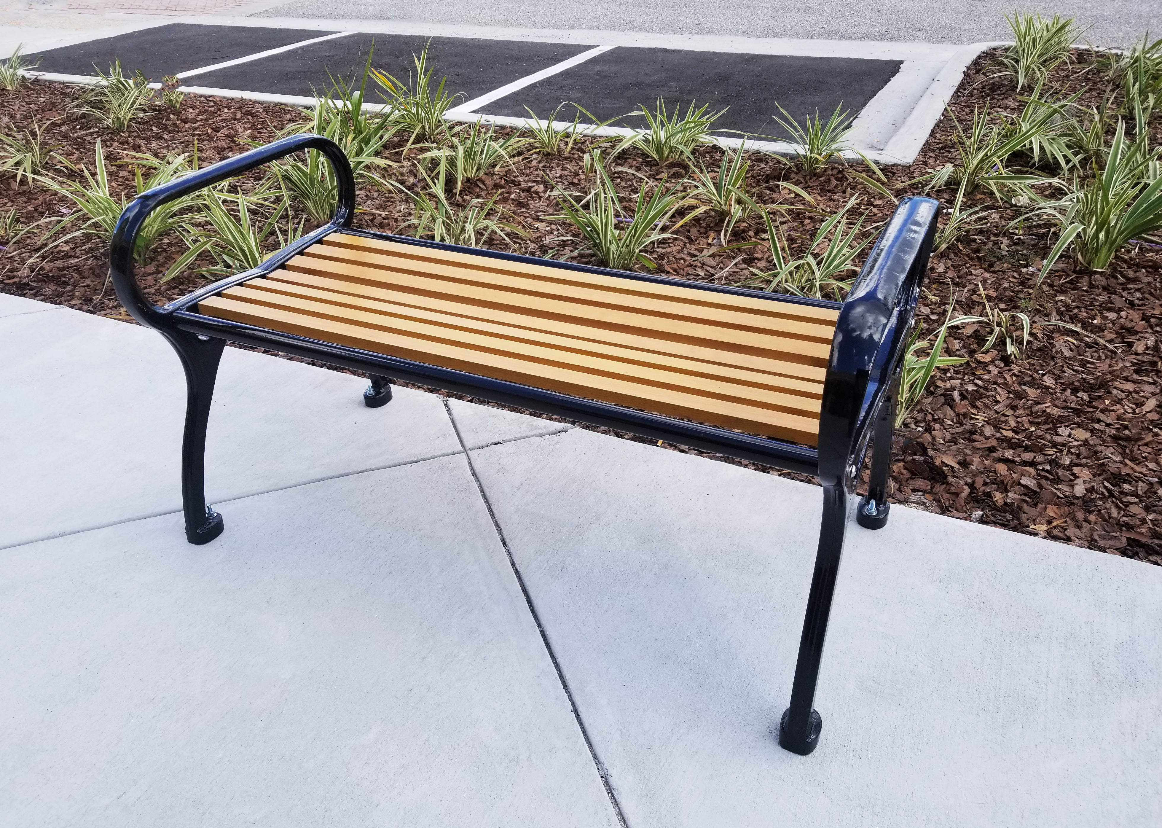 Schenley Bench Without Back 4Ft Glossblack Woodgrainaluminum Orientalbeech Retail