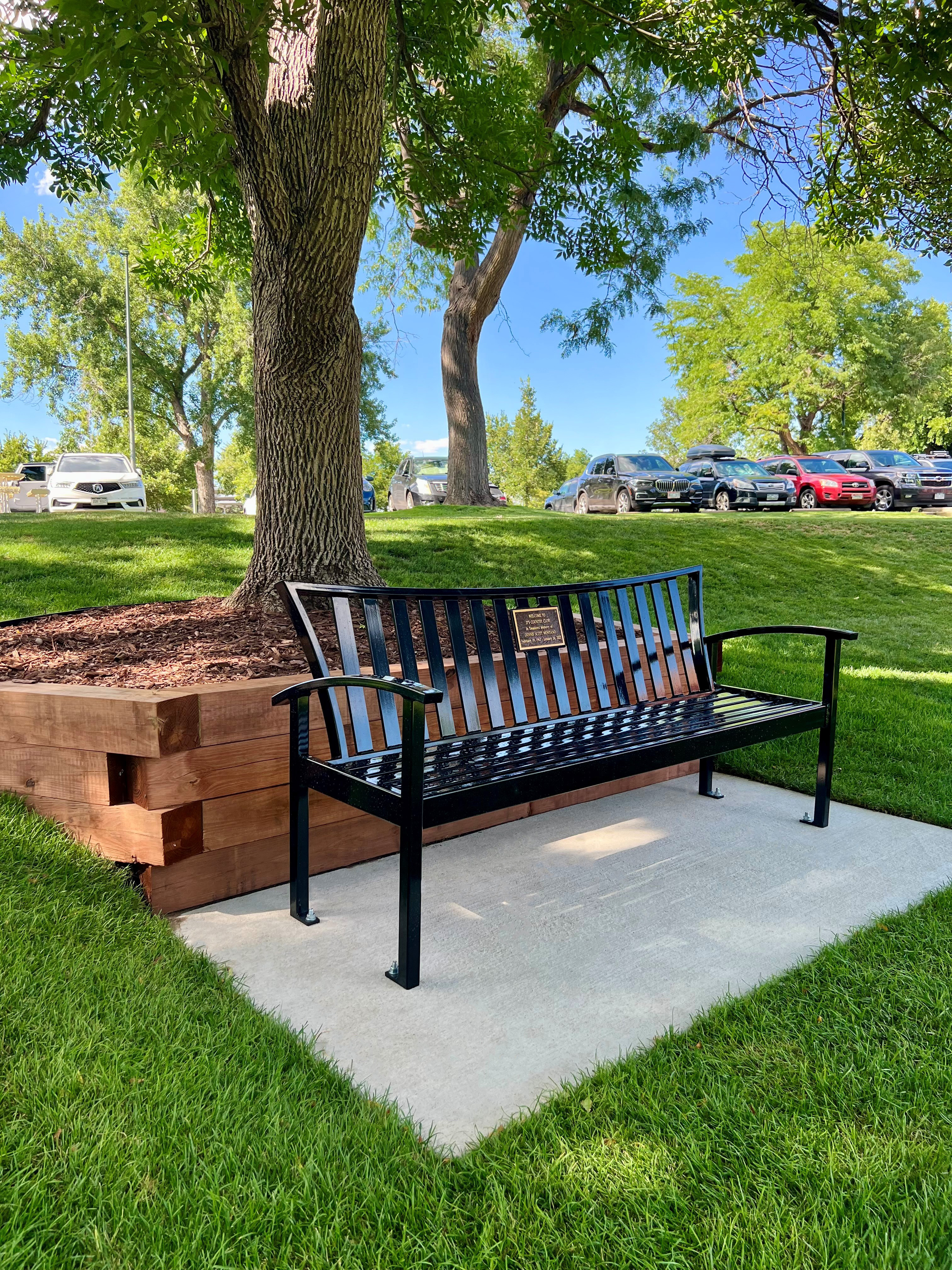 Exeter Bench With Back 6Ft Glossblack Plaque Municipal Park Denverparks