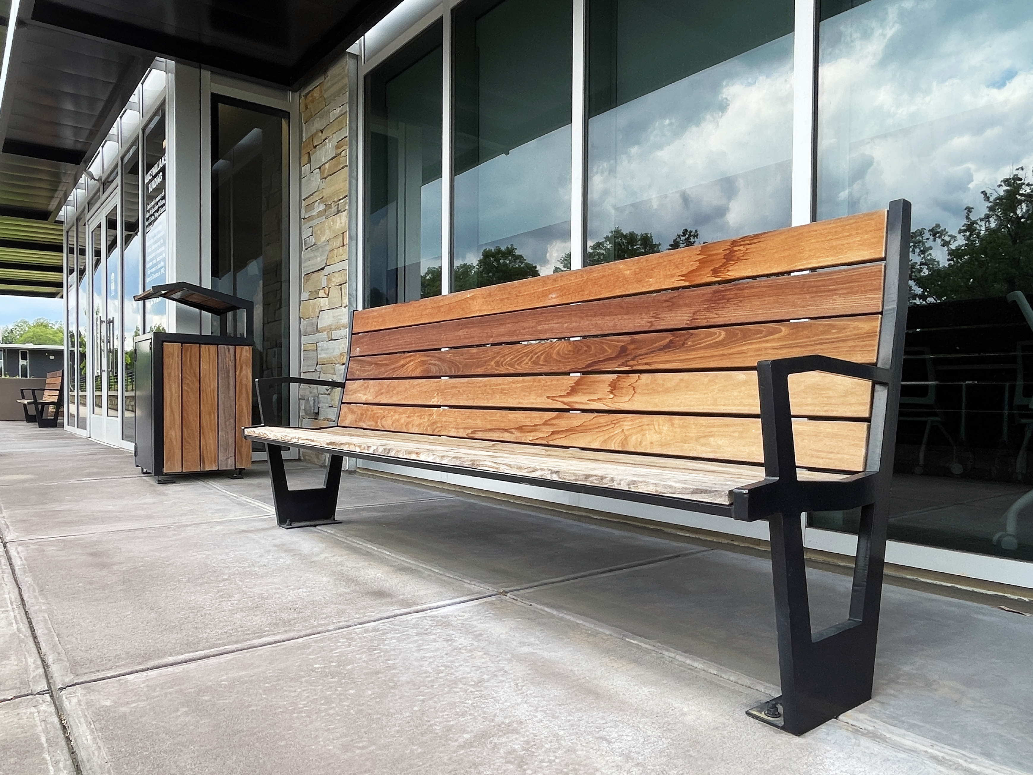 Creekview Bench With Back Ipe Glossblack Creekview Litter Receptacle 32Gal Ipe Glossblack Corporate Birminghamal