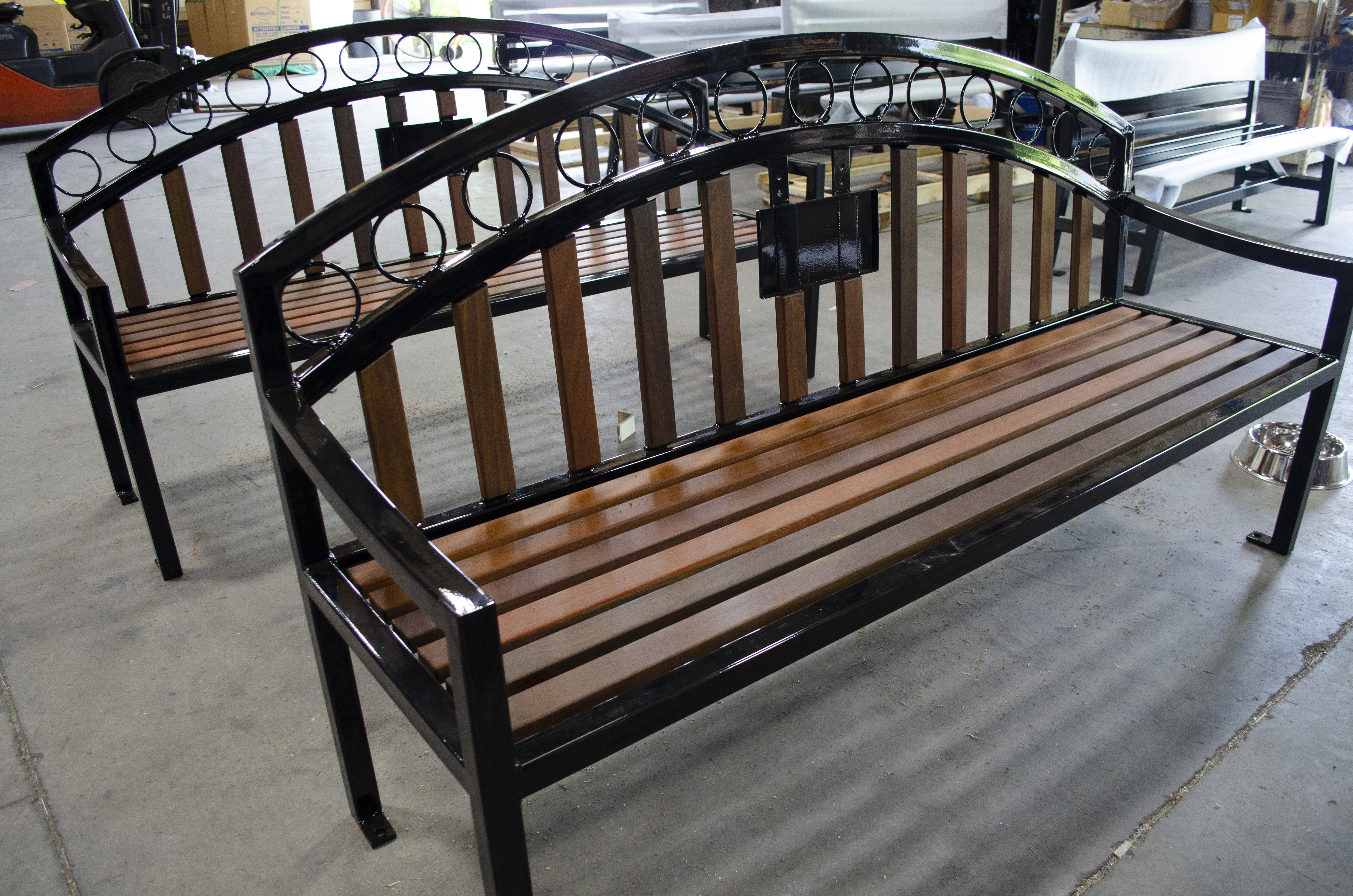 Atlanta Bench With Back Custom Ipeslats Glossblack Krdplant