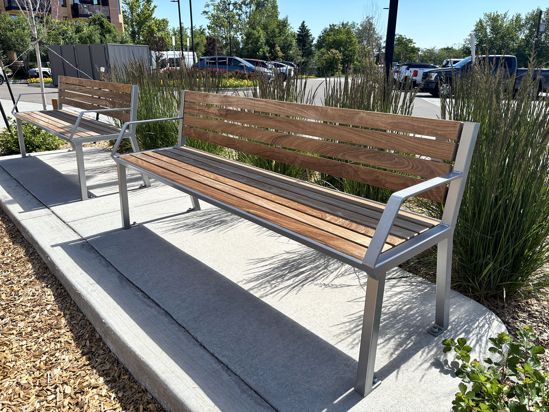 Enzo Bench With Back 6Ft Ipe Sparklesilver Northboulderlibrary Boulderco