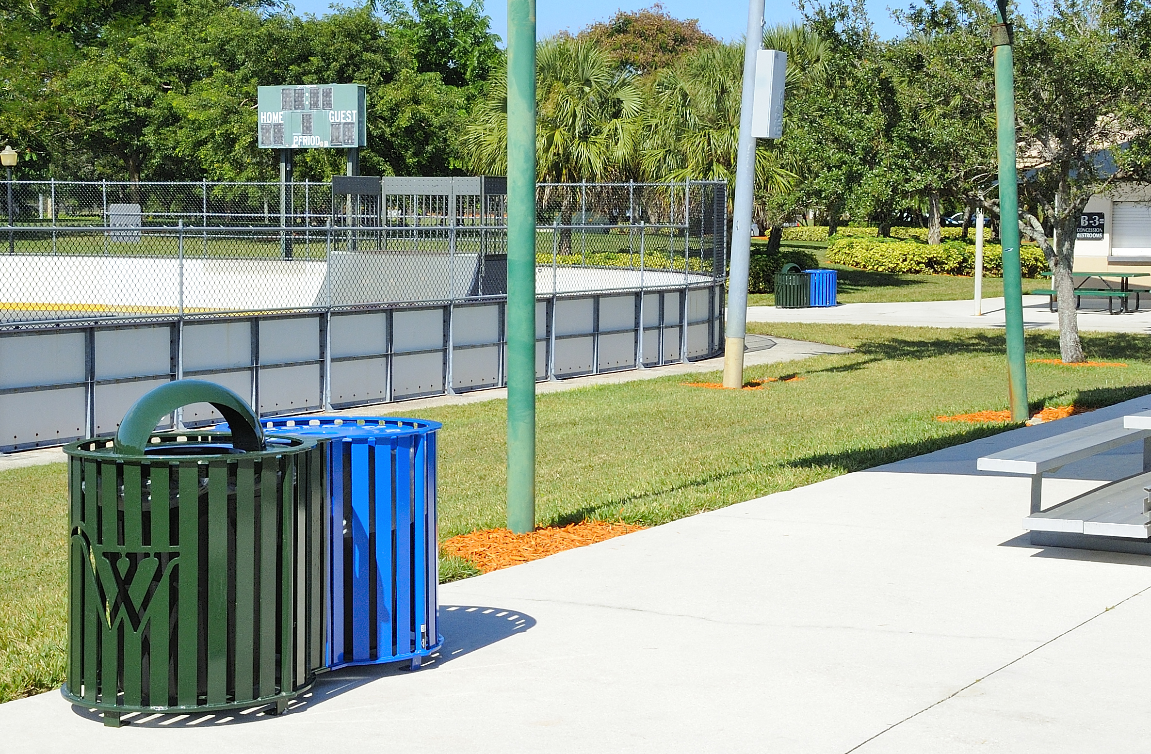 Penn Dual Litter Recycle Receptacle 32Gal Custom Lasercut PN3 Nantucketblue Huntergreen Westonfl