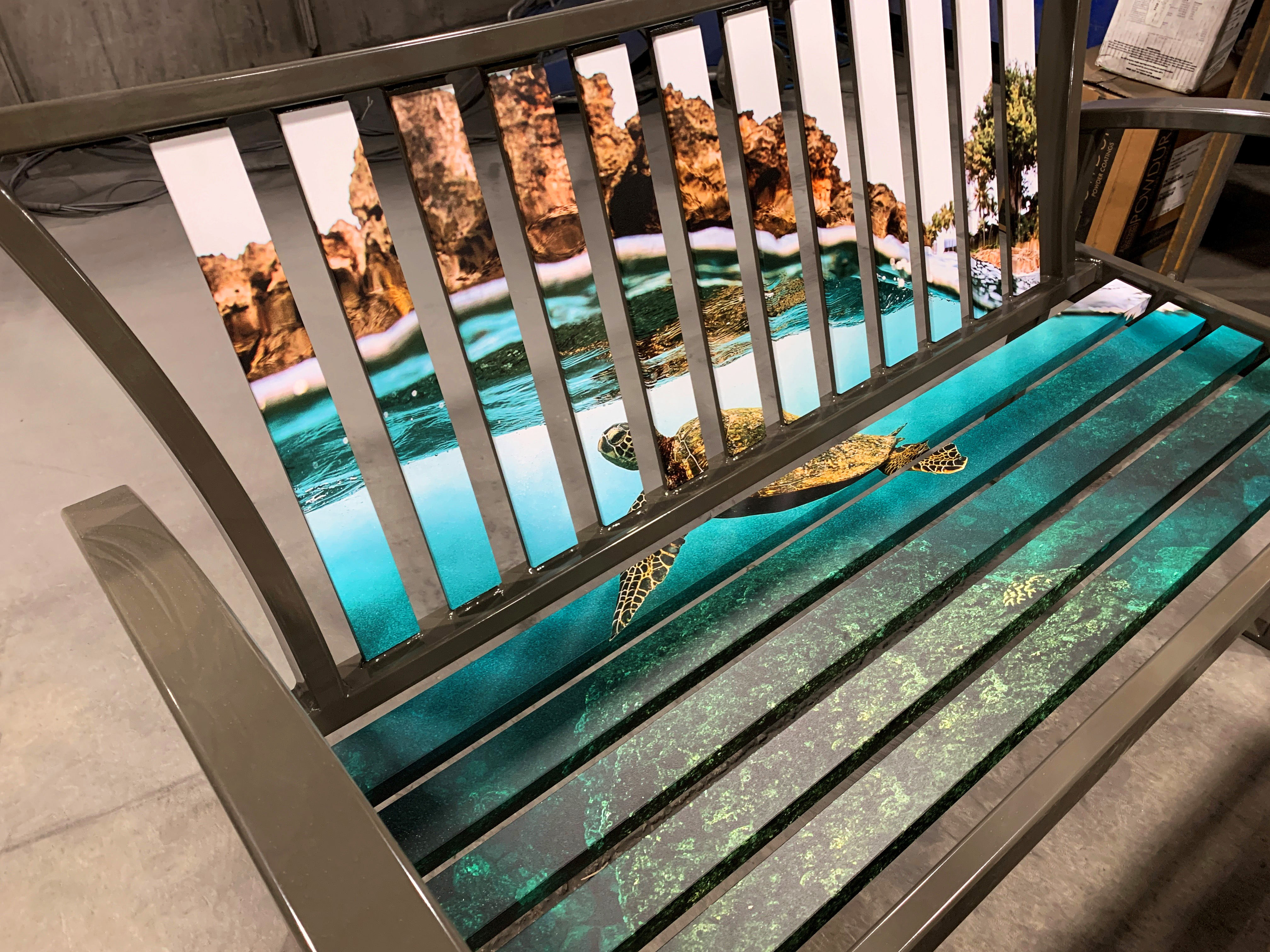 Bench Keyshieldart Slats Ocean Scene