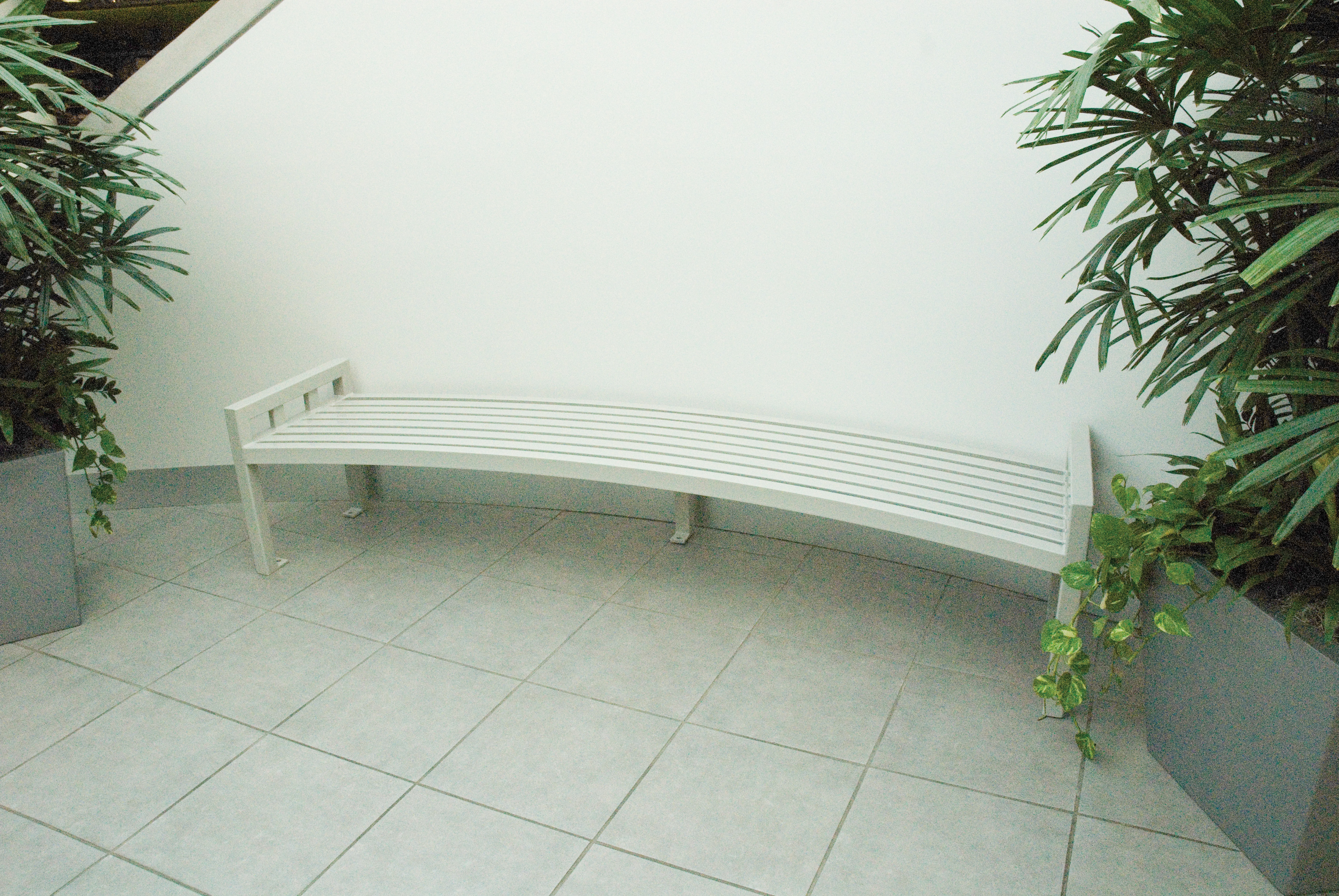 Liberty Bench Without Back Curved 8Ft Customwhite Indoor Lobby
