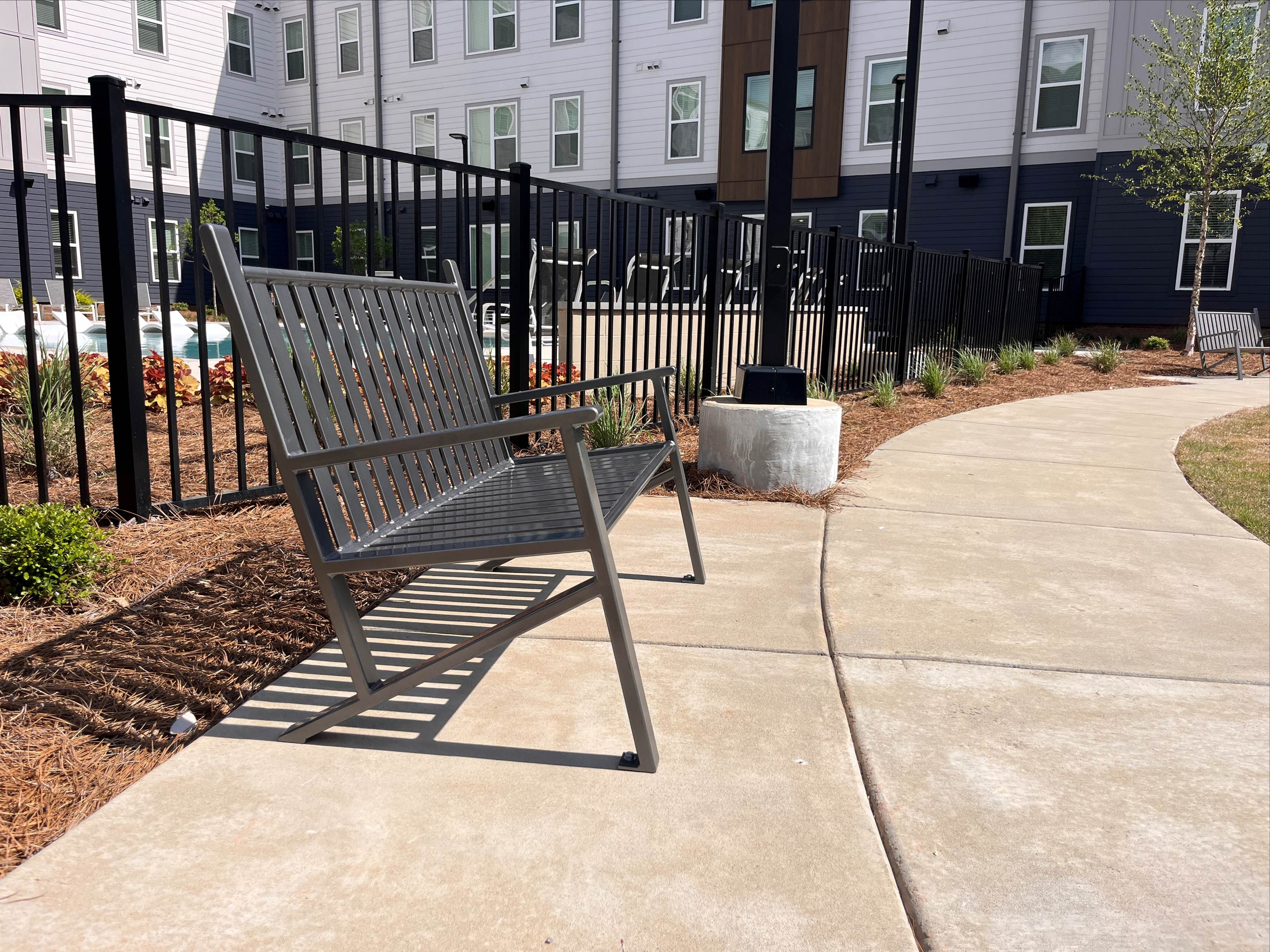 Thendara Bench With Back 6Ft Chromite Residential Apartments Huntsvilleal