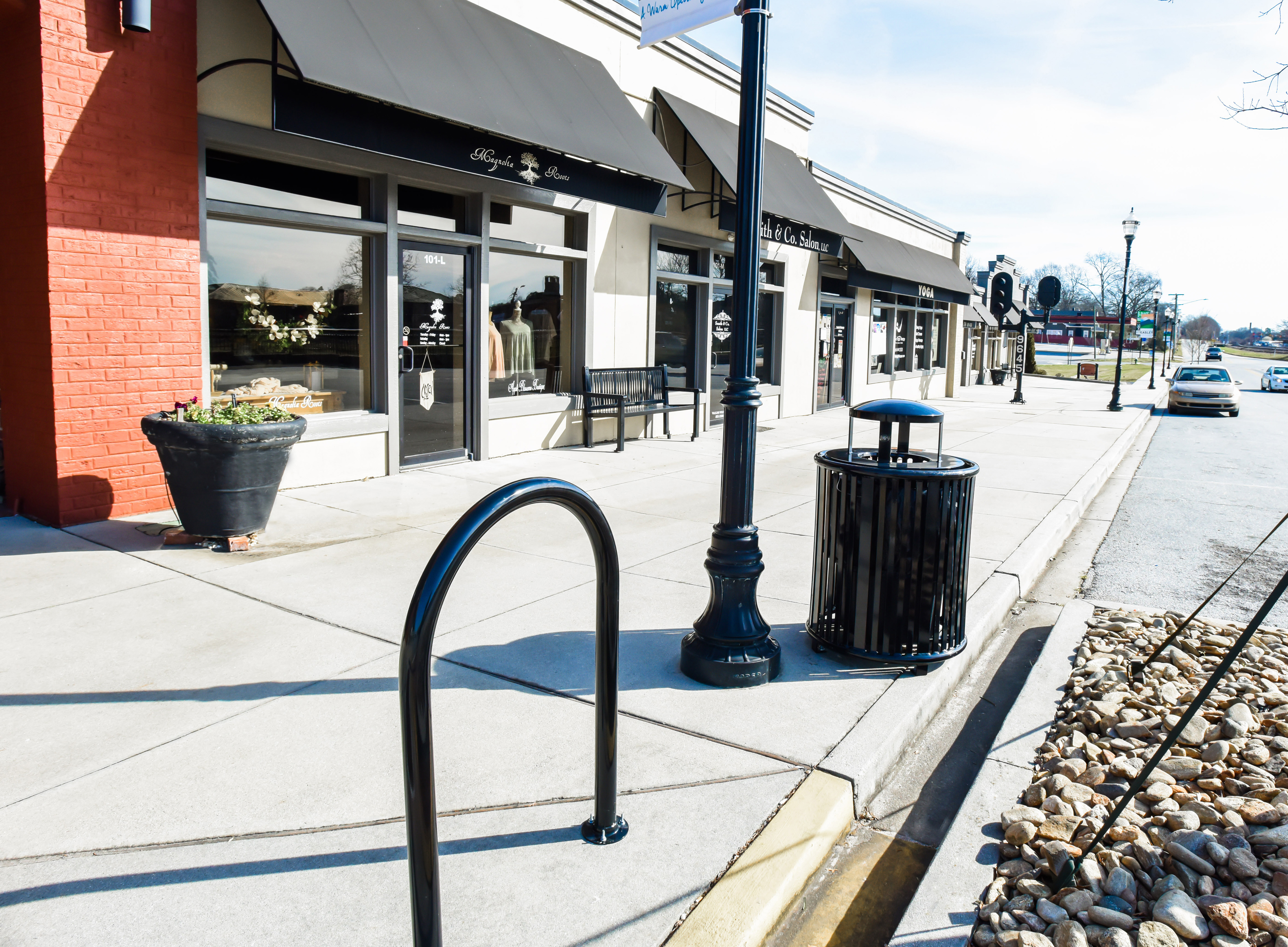 Sonance Bike Rack Reading Litter Receptacle 32Gal Elevatedlid Reading Bench With Back 6Ft Glossblack Municipal Easleysc