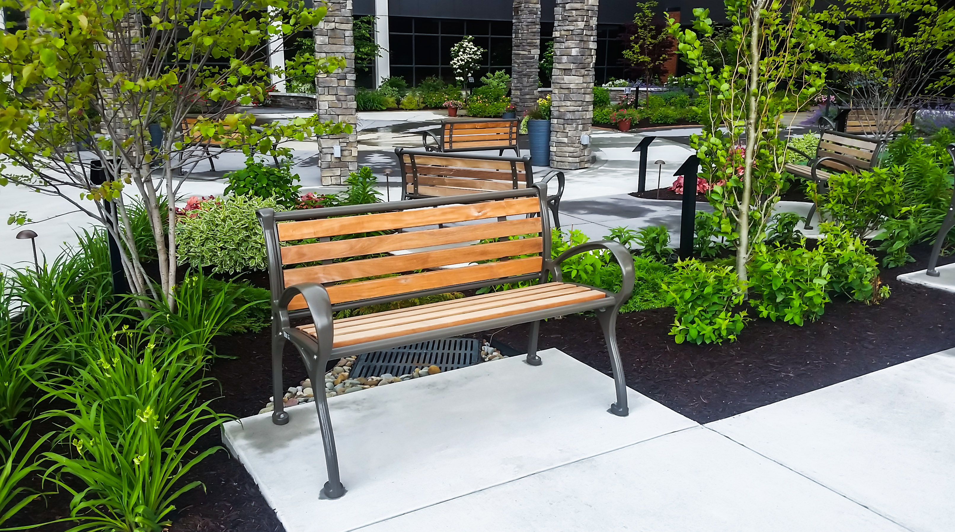 Schenley Bench With Back 4Ft Ipe Bronze Healthcare Healinggarden Eriepa