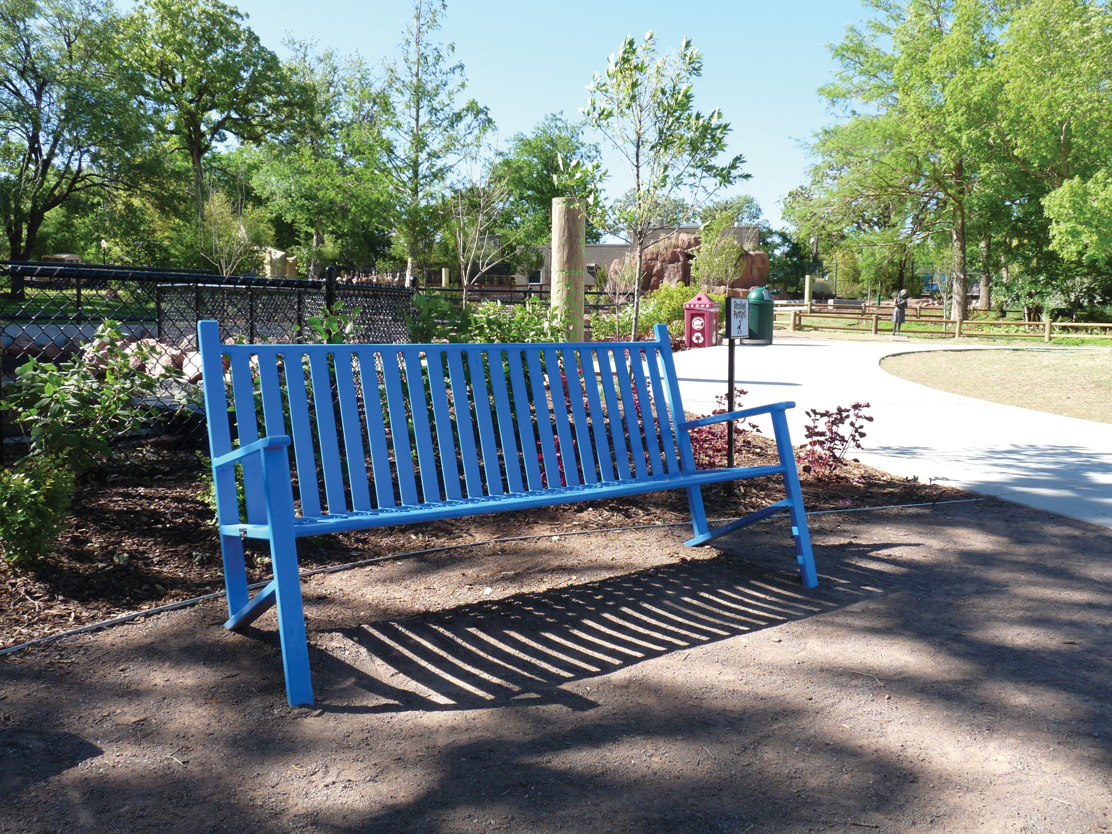 Thendara Bench With Back 6Ft Customblue Entertainment Zoo Oklahoma