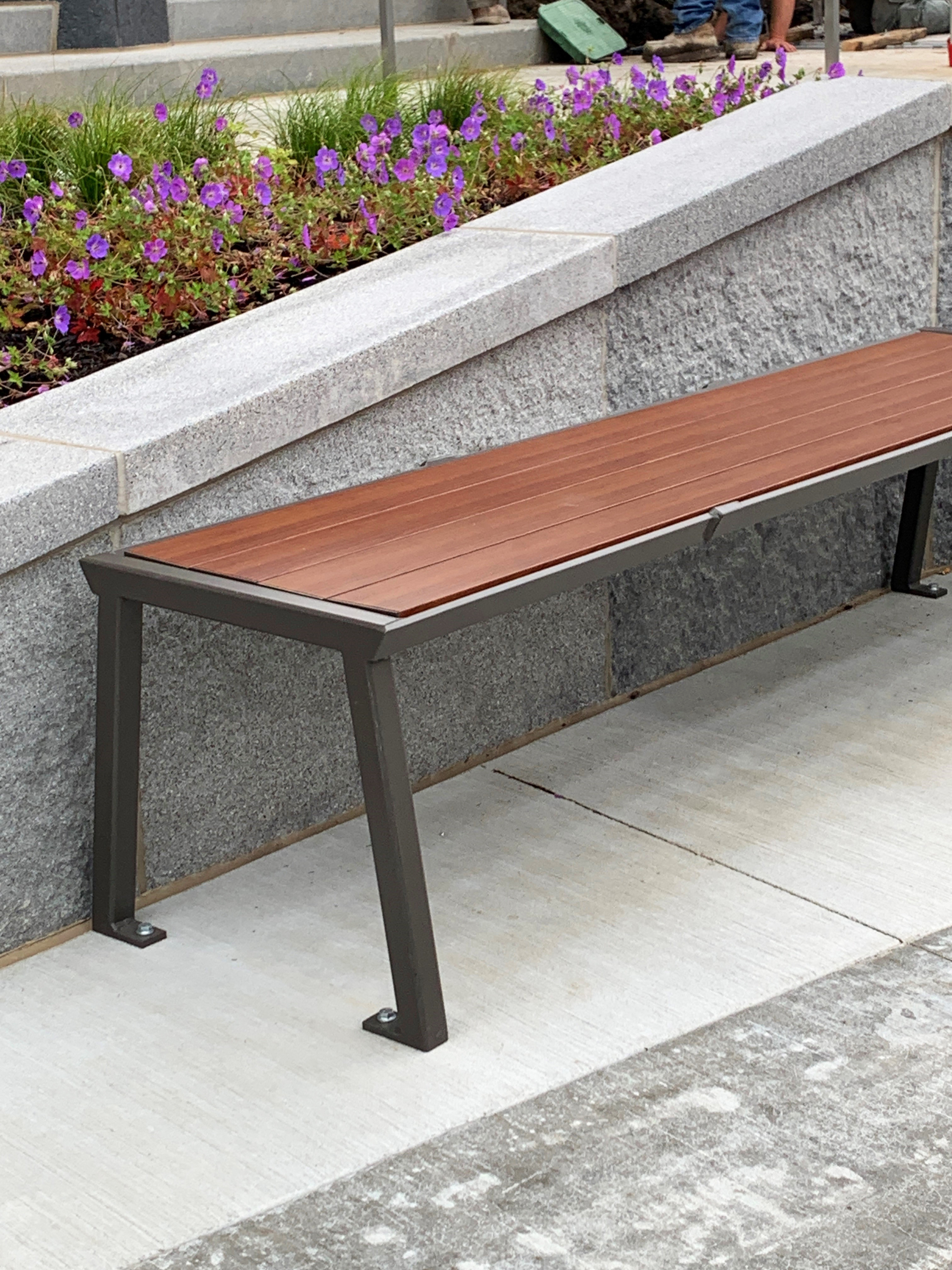 Enzo Bench Without Back 6Ft Bronze Woodgrainaluminum Cherryflame Healthcare Pittsburghpa