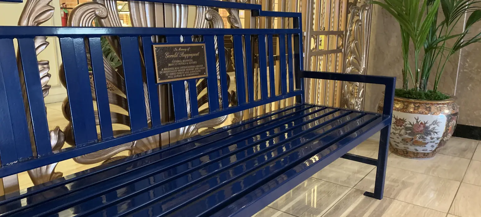 Athenos Bench With Back 6Ft Plaque Sapphire Hospitality Hotel Milwaukeewi