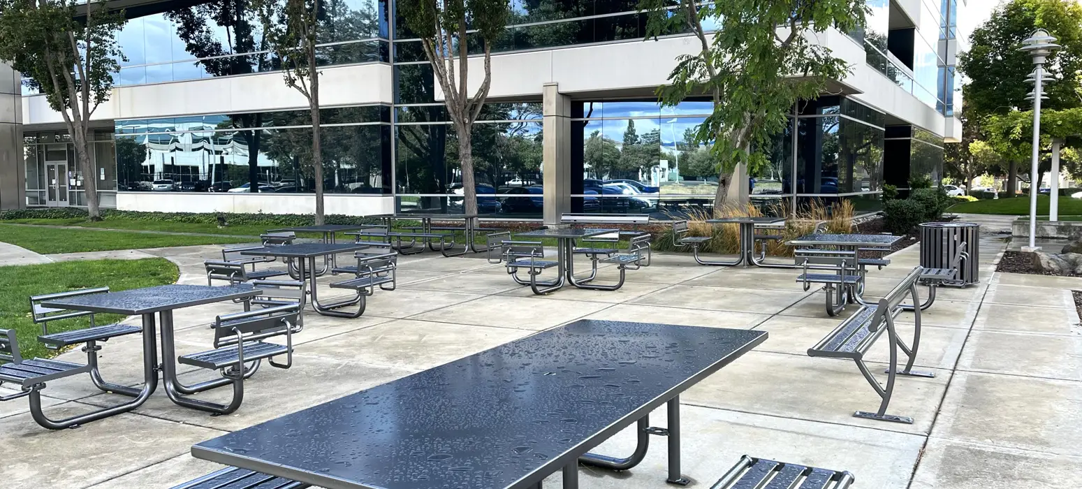 Penn Rectangular Table Set Penn Round Table Set Penn Bench With Back 6Ft Chromite Corporate Officecomplex Dublinca (1)