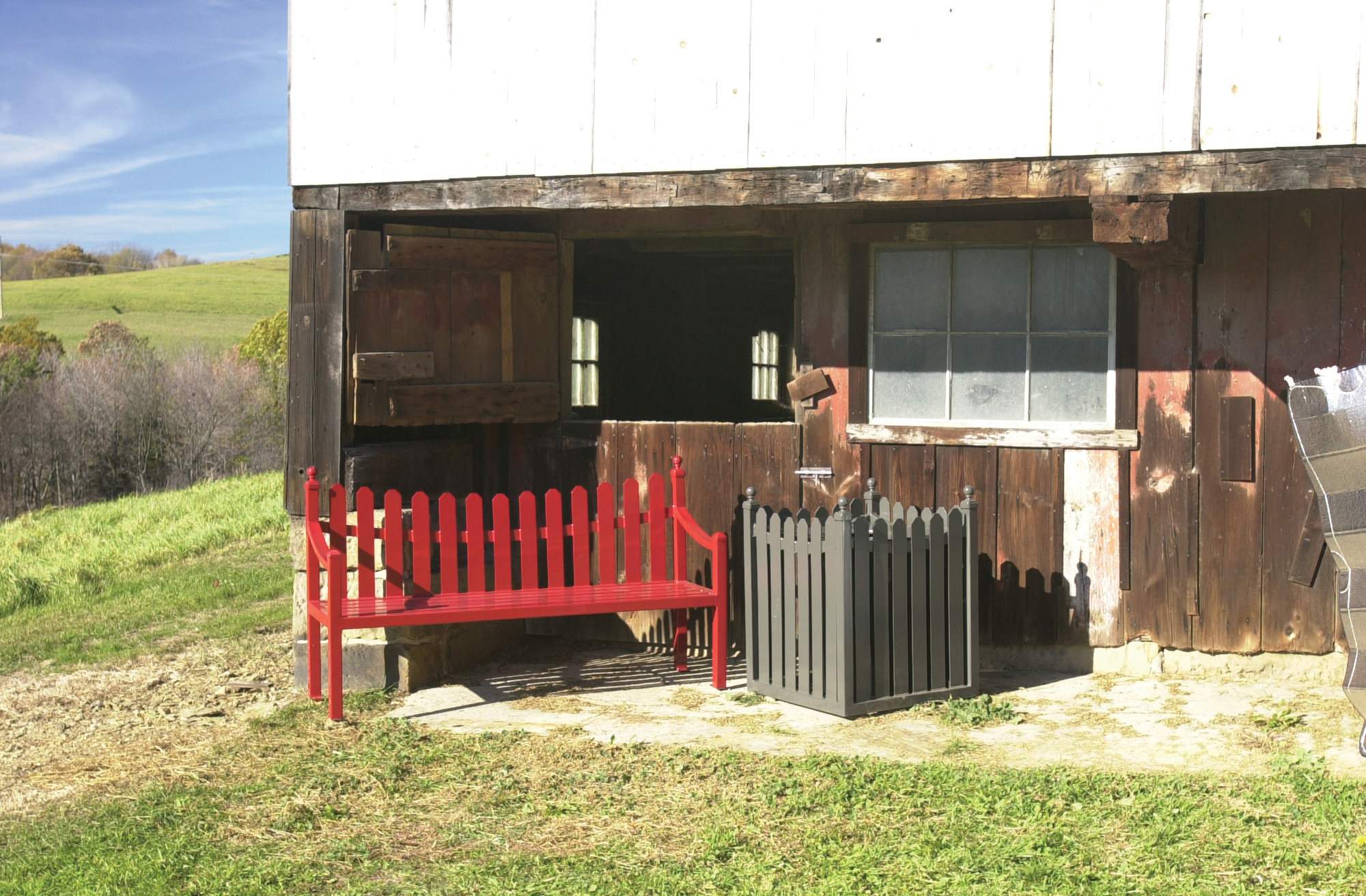 Fenwick Bench With Back 6Ft Americanared Fenwick Litter Receptacle 32Gal Bronze Farm