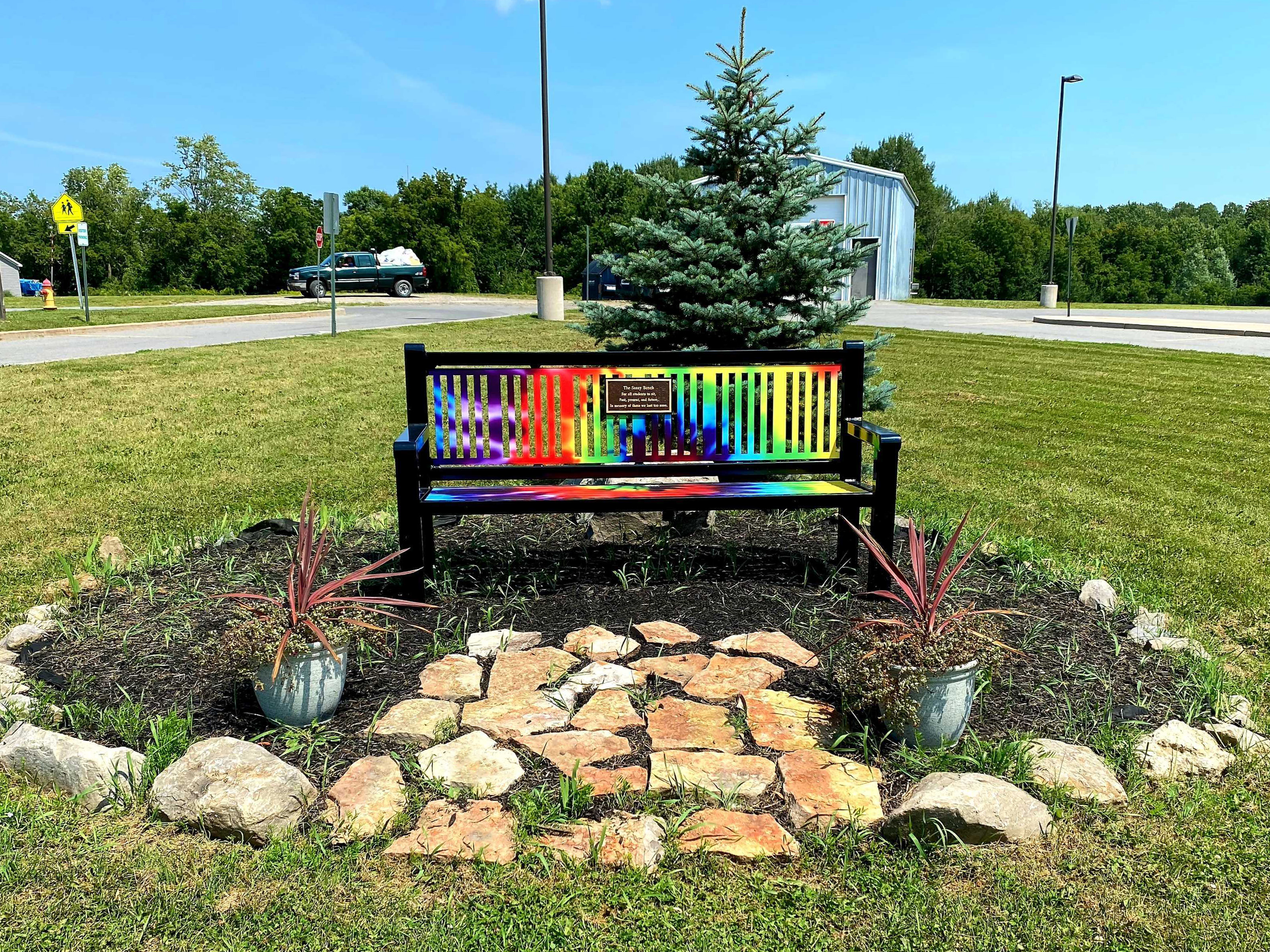 Custom Reading 6Ft Bench Tiedye Plaque Memorial