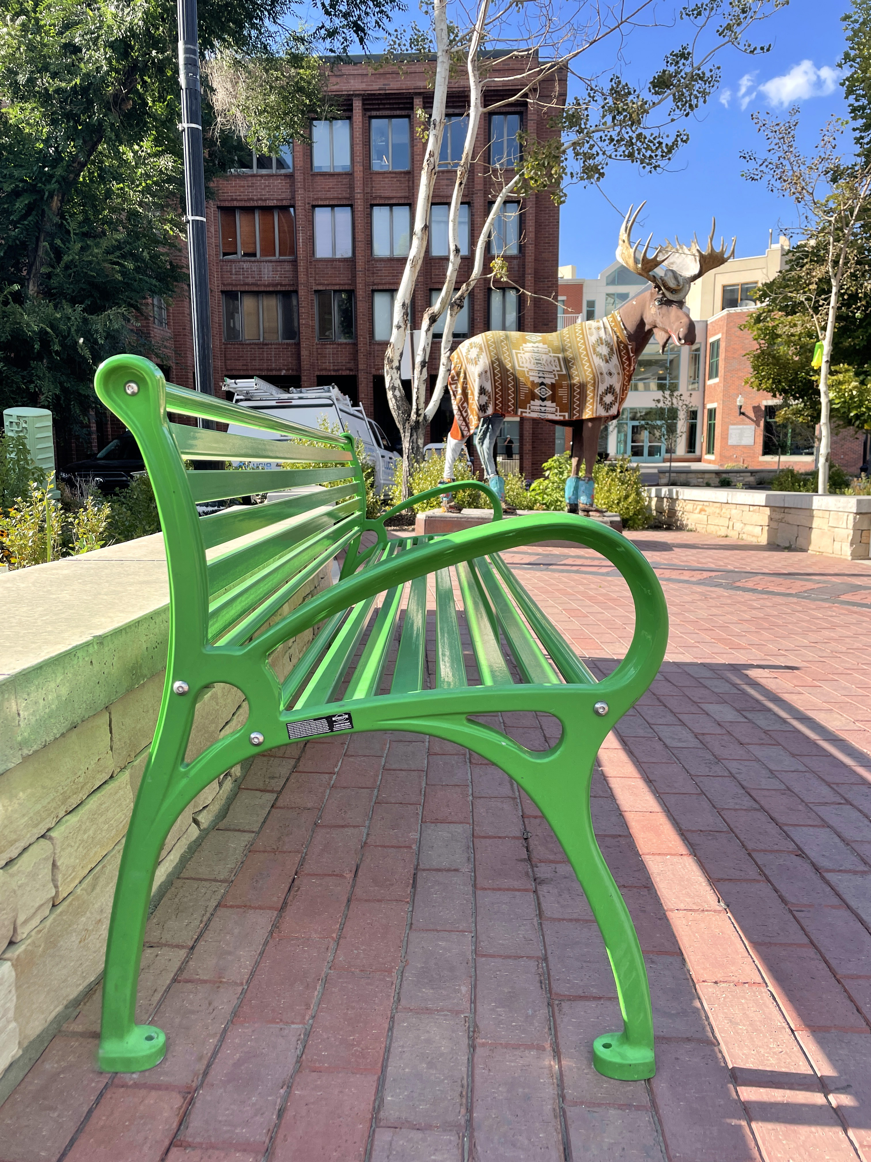 Schenley Bench With Back 6Ft Limegreen Municipal Streetscape Parkcityut