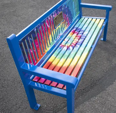 Reading 6Ft Bench With Back Nantucketblue Keyshieldart Tiedye