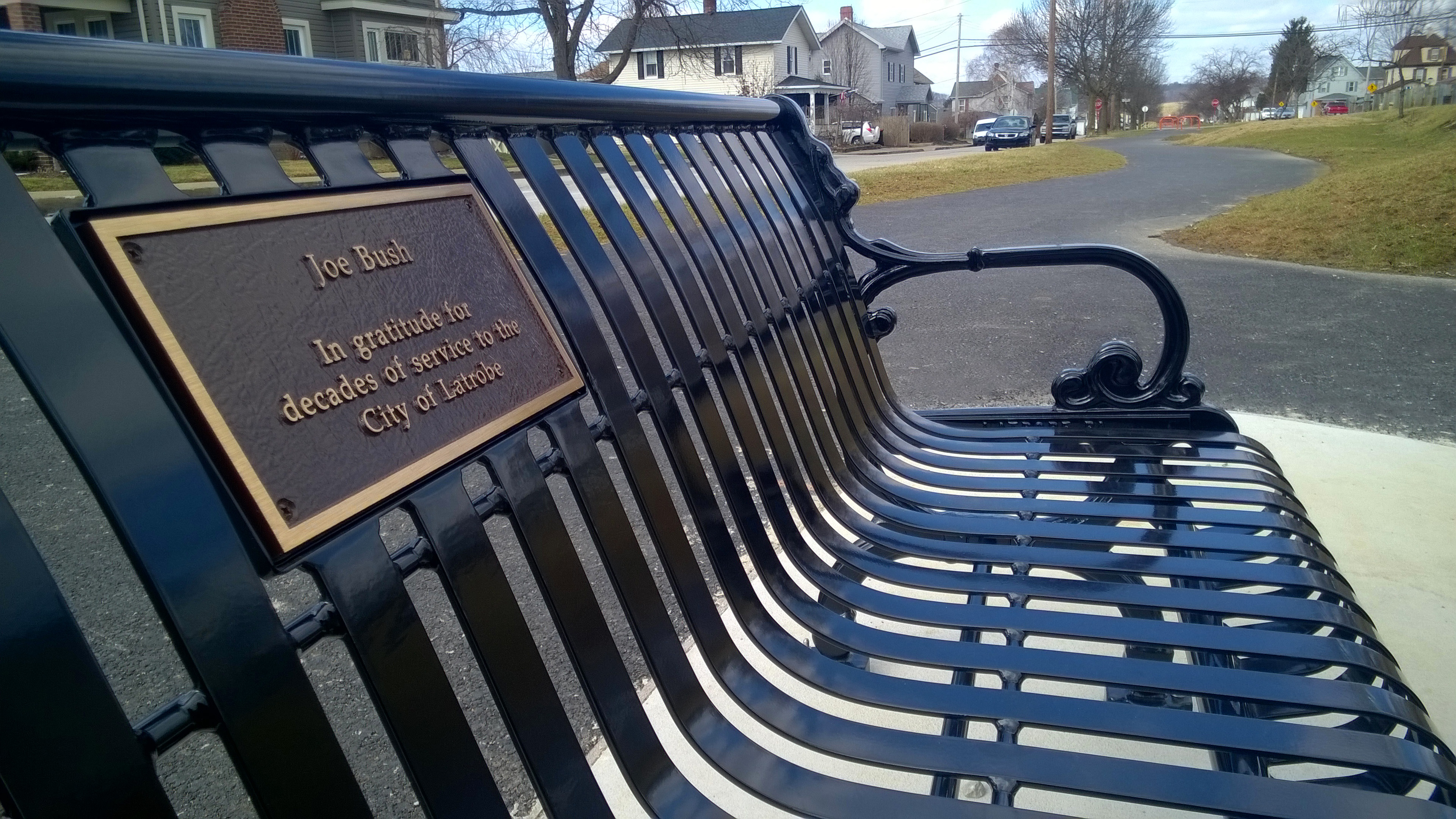 L26 Glossblack Plaque Joe Bush Bench Latrobepa