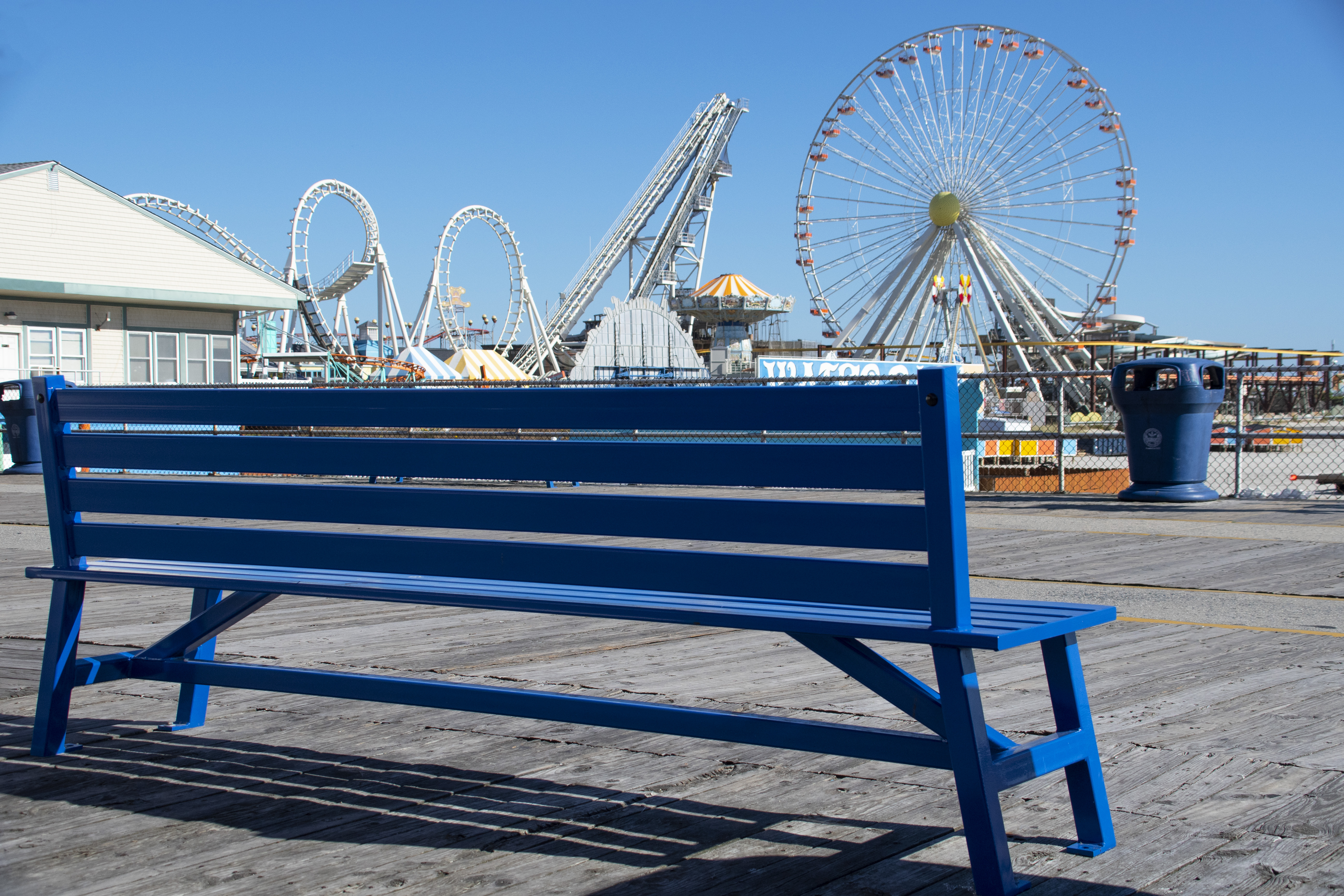 Breakwater Bench With Back 8Ft Nantucketblue Recreation Boardwalk Wildwoodnj