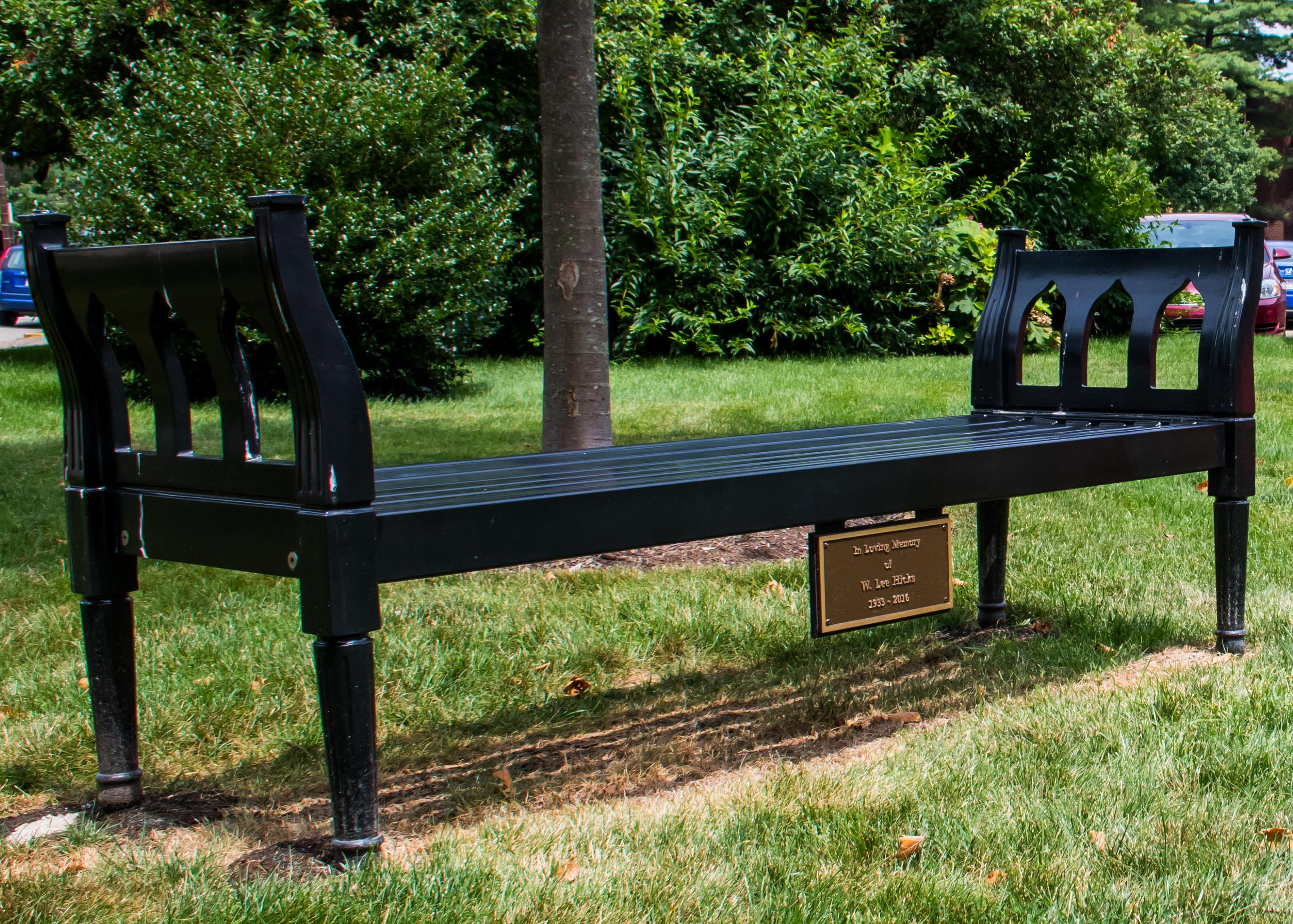 Augustine Bench Without Back 6Ft Plaque Glossblack Church Pittsburghpa 2