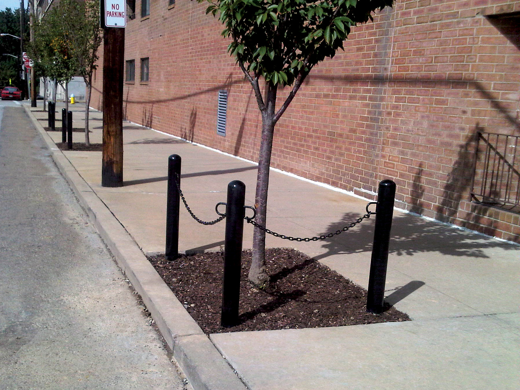 Feature Grove Bollard With Chain Loops Glossblack Municipal Streetscape