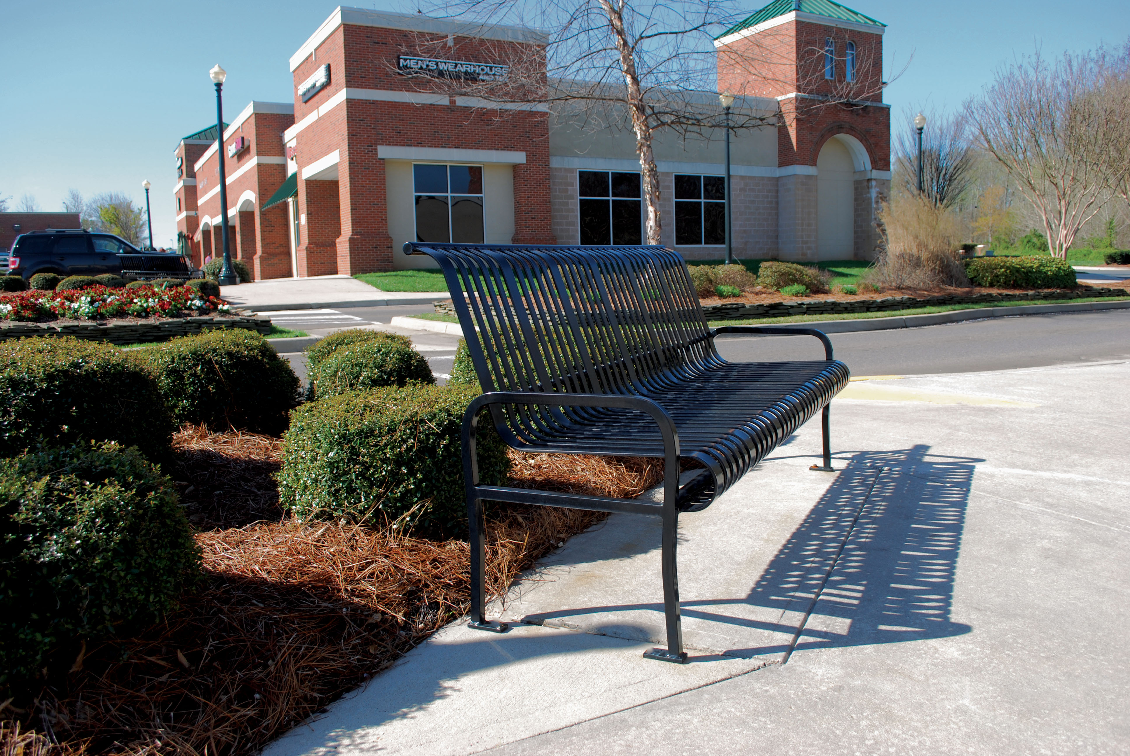Midtown Bench With Back 6Ft Glossblack Retail Rockhillsc