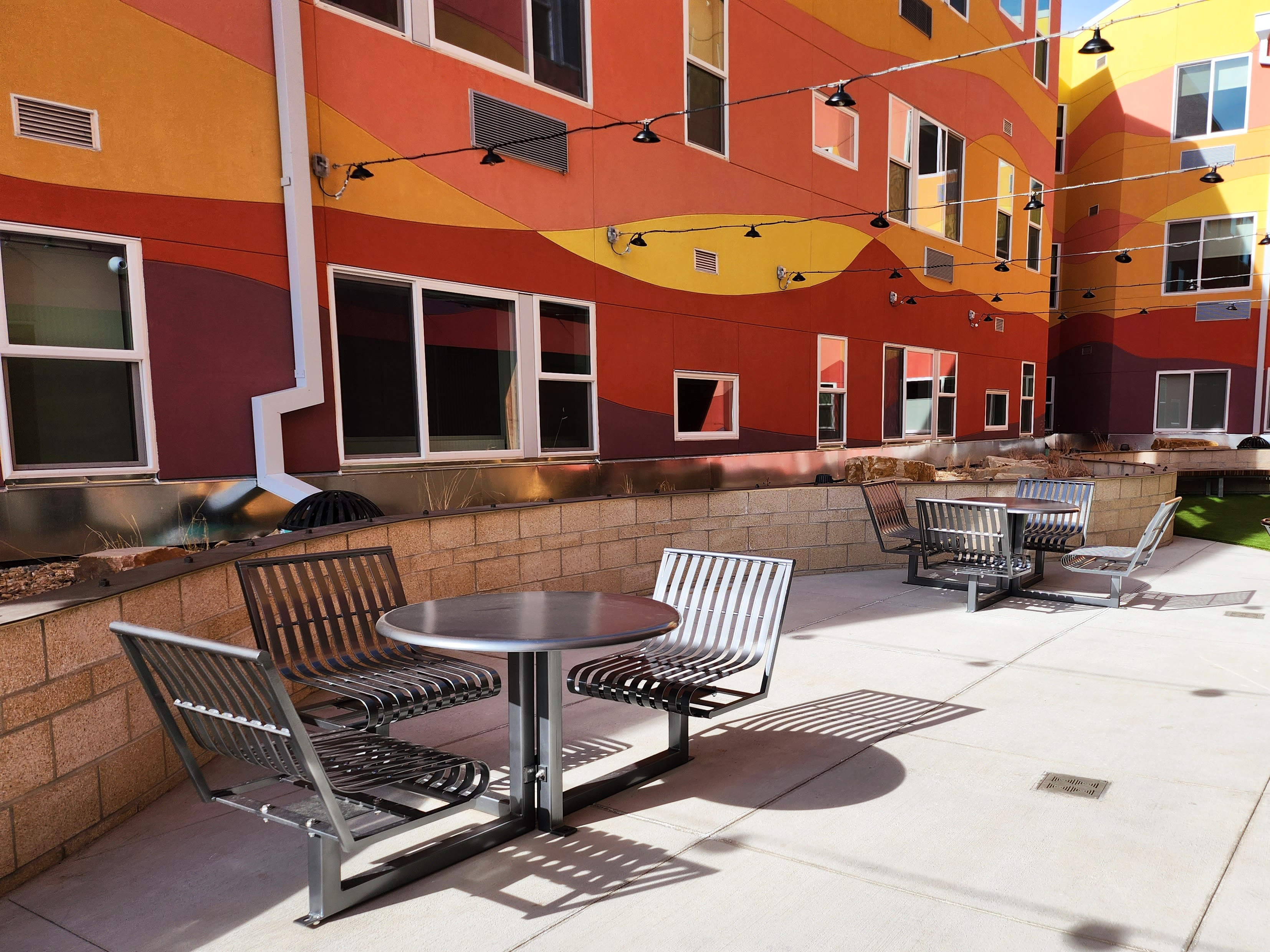 Hapsburg Round Table Set 3 Seat Custom ADA Chromite Residential Apartmentcomplex Fortcollinsco