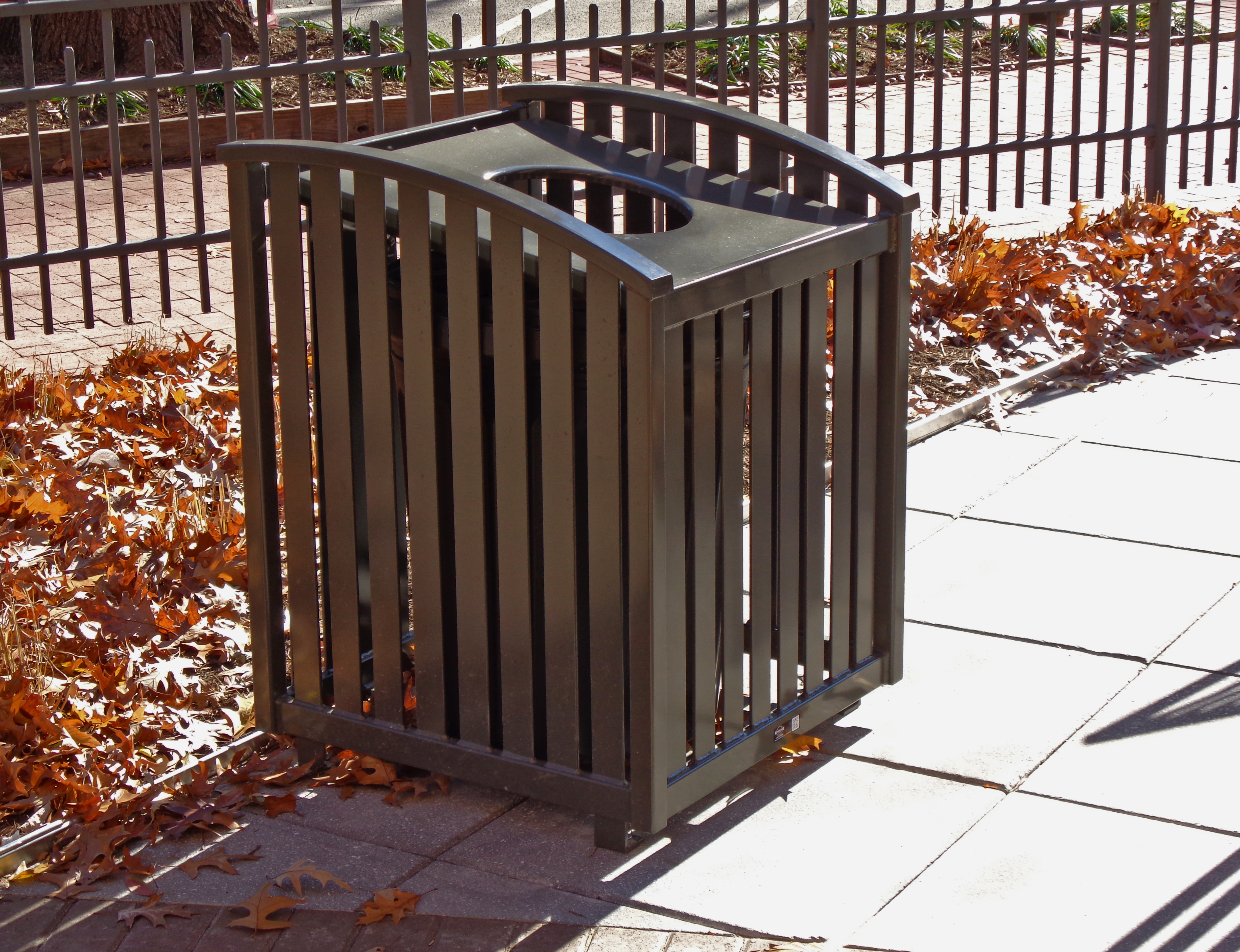 Exeter Litter Receptacle 32Gal Bronze Municipal Streetscape Washingtondc