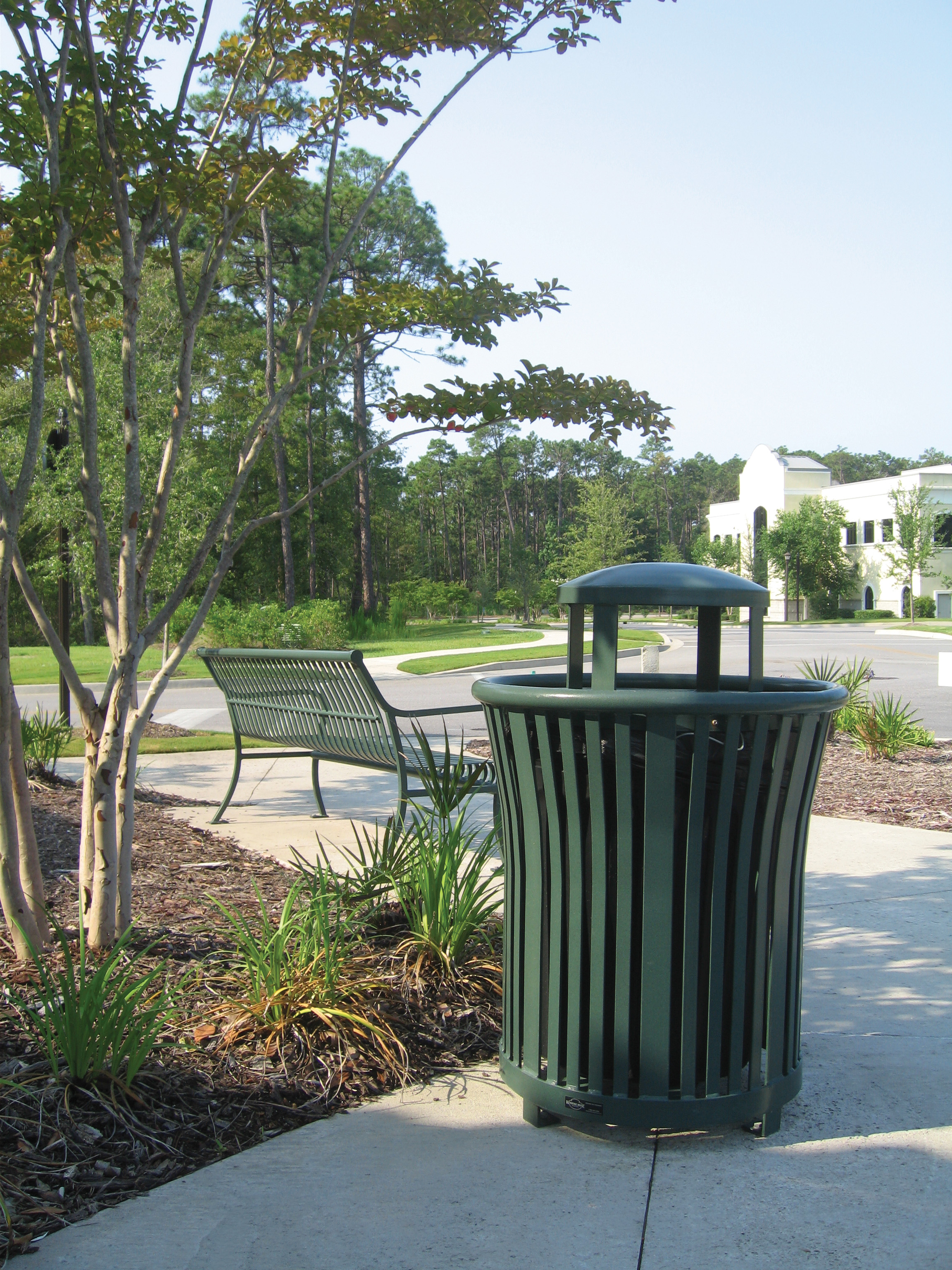 Harmony Litter Receptacle 32Gal Elevatedlid Verdigreen Retail Myrtlebeachsc
