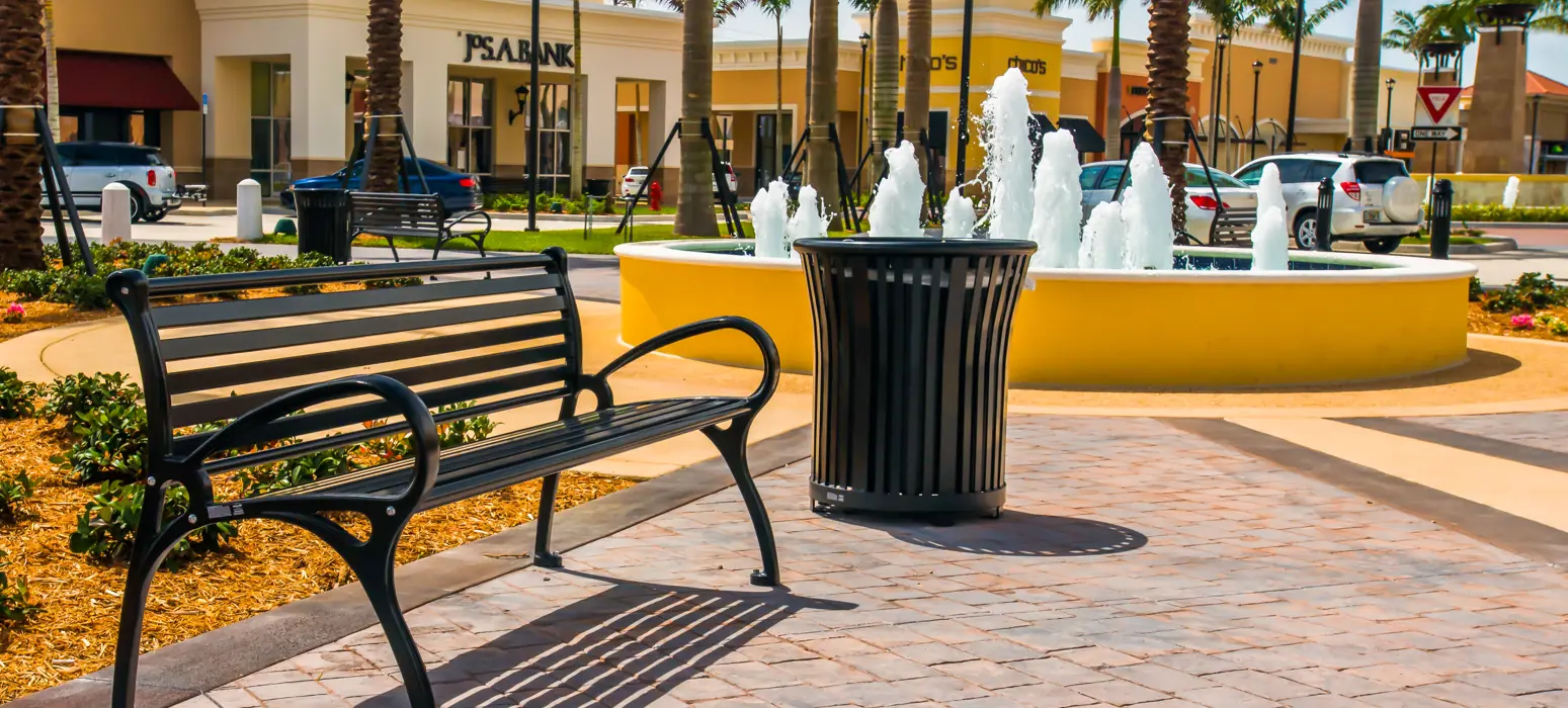Schenley Bench With Ack 6Ft Glossblack Harmony Litter Receptacle Glossblack Retail Delraysc